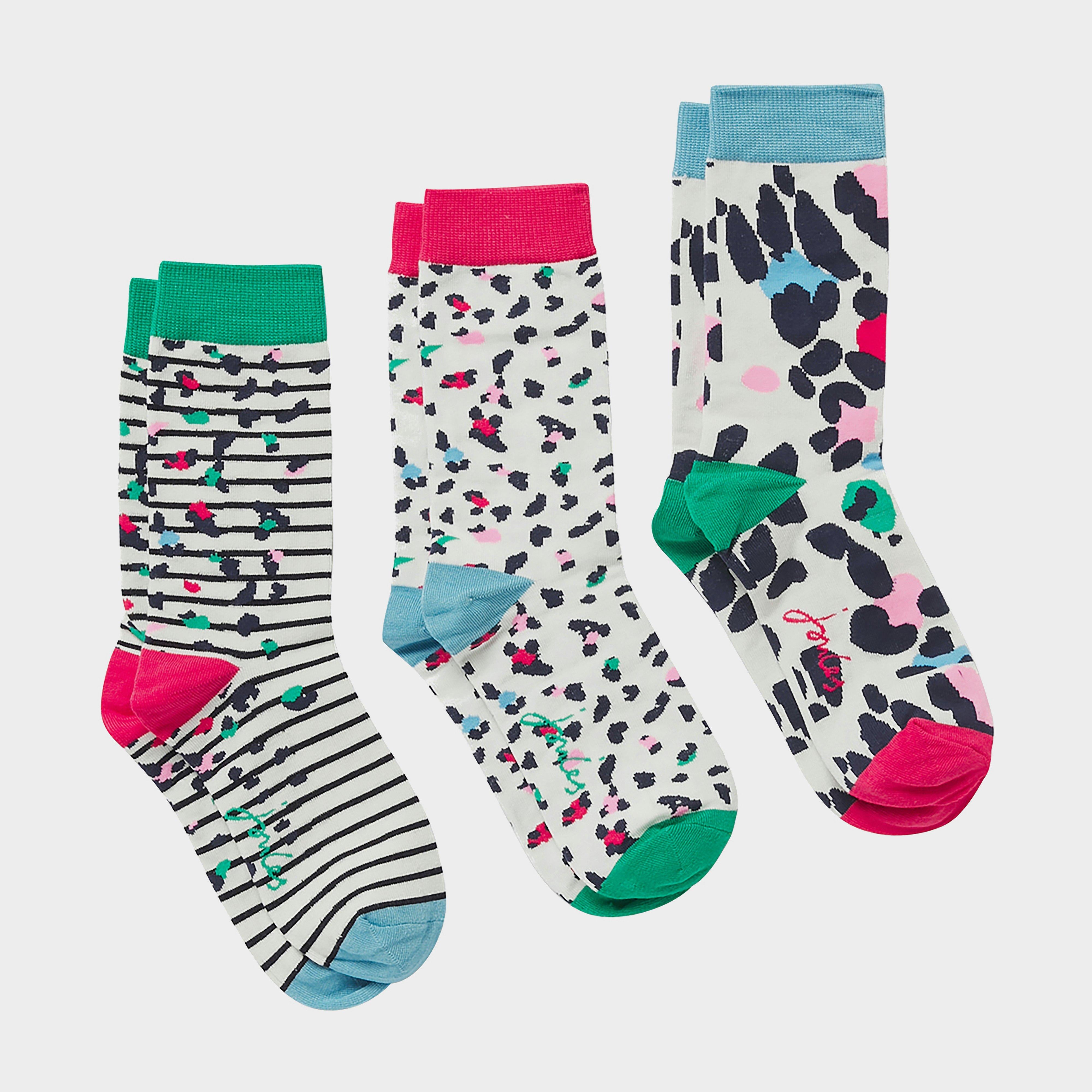 Womens Everyday 3 Pack Socks Cream Leopard