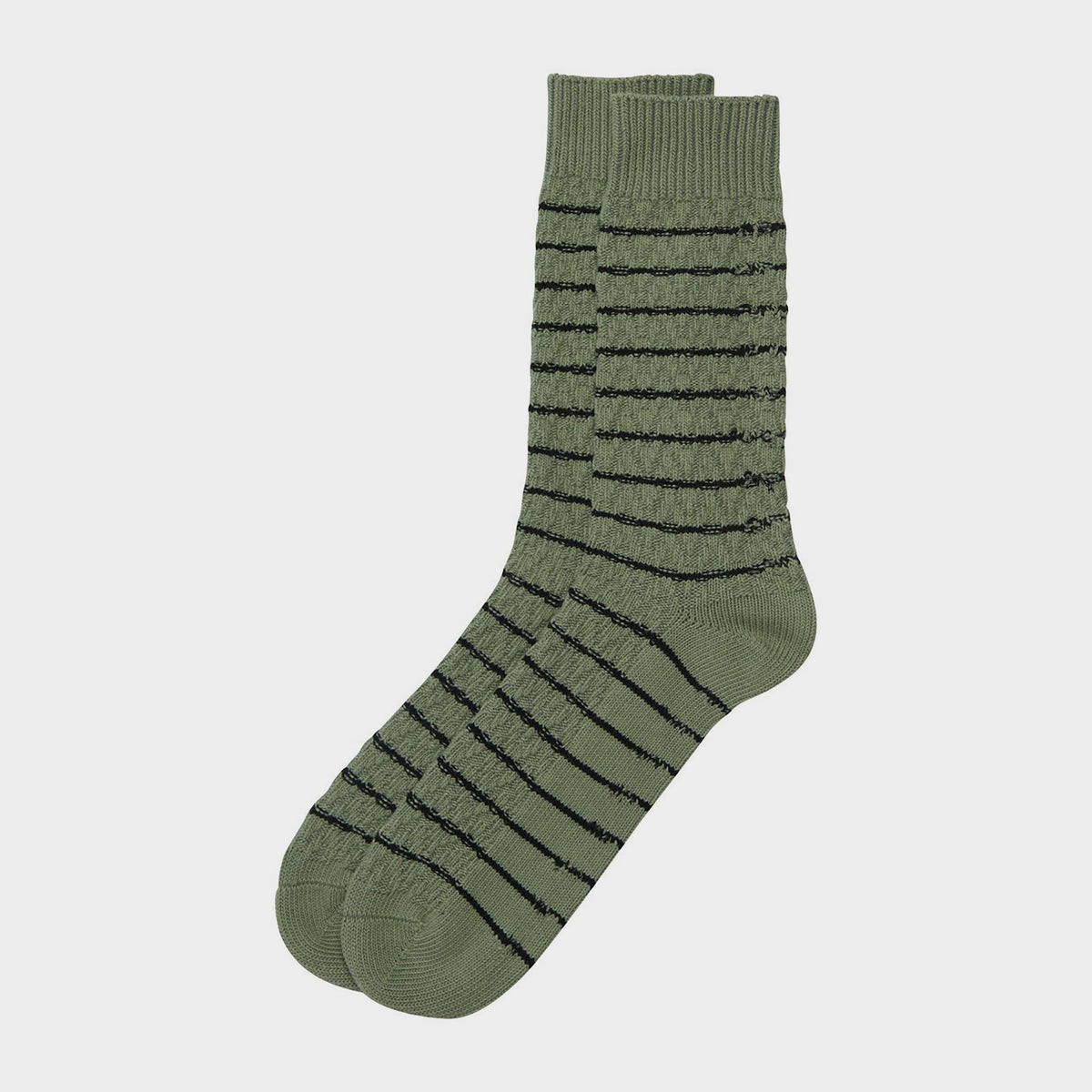 Texture Stripe Socks Olive