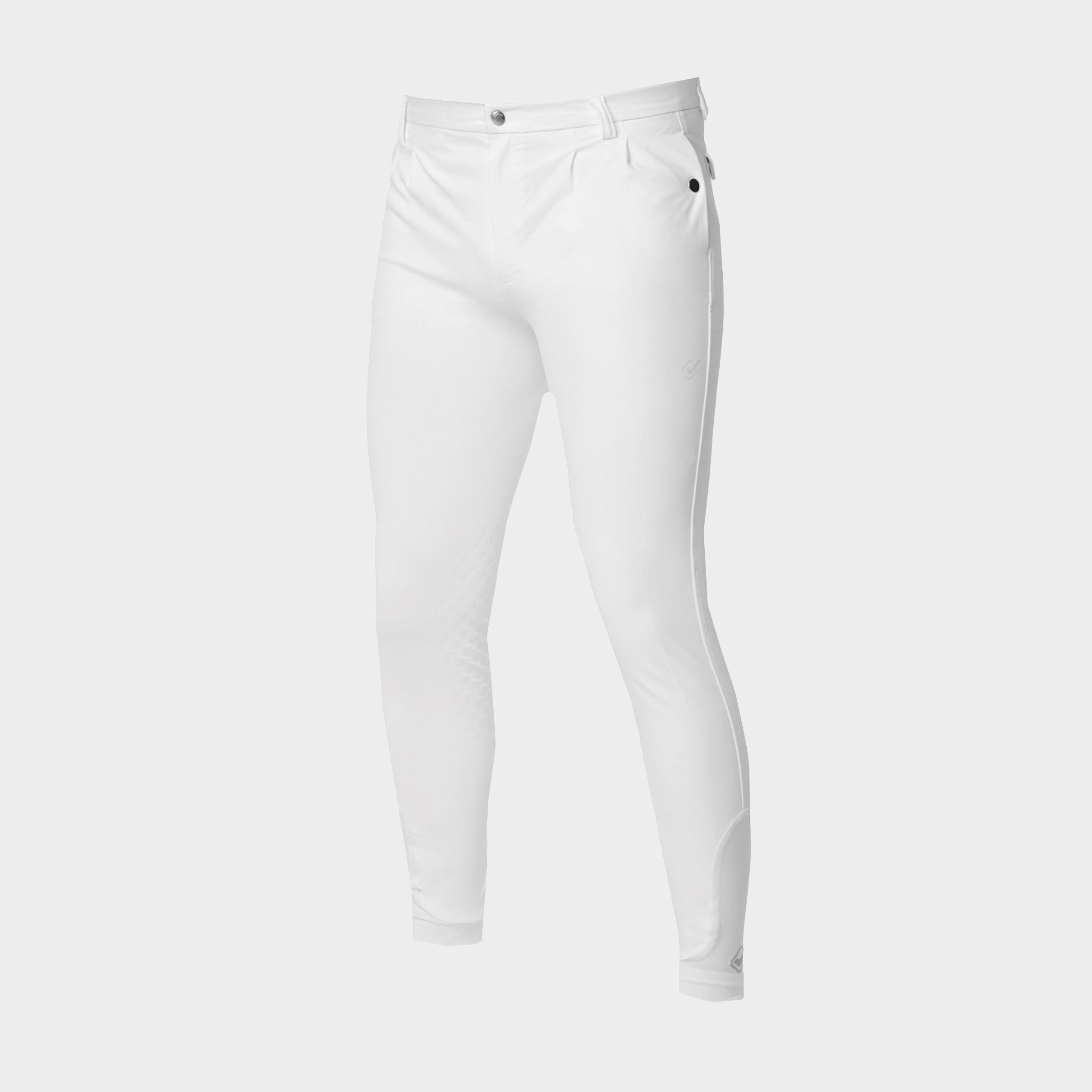Mens Elite Classic Pleated Breeches White