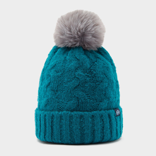 Adults Chunky Knit Bobble Hat Ocean Blue