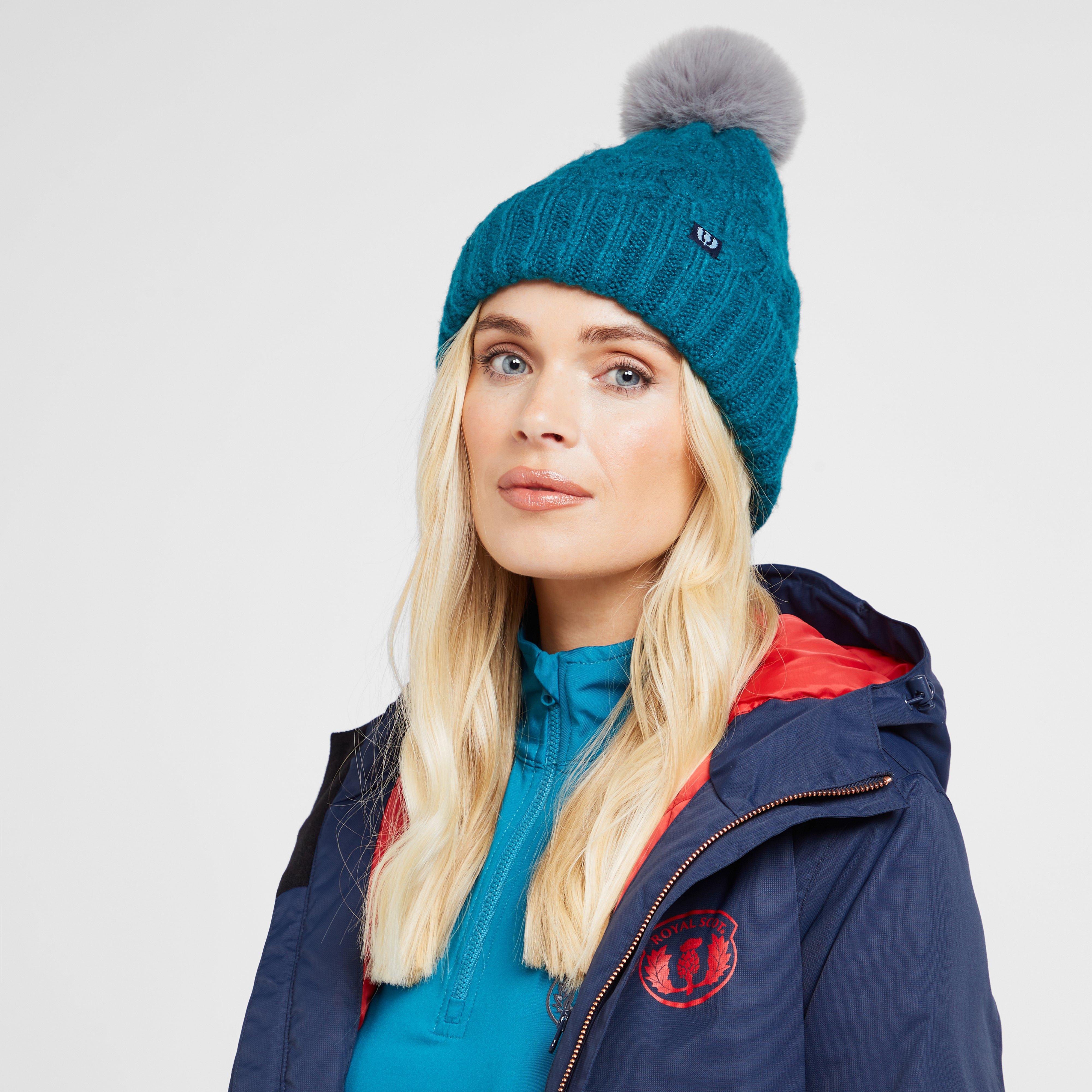 Adults Chunky Knit Bobble Hat Ocean Blue
