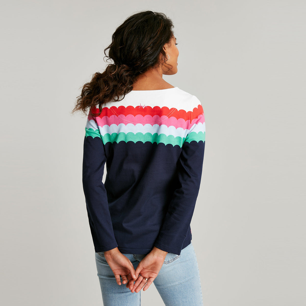 Womens Harbour Top Multi Scallop Stripe