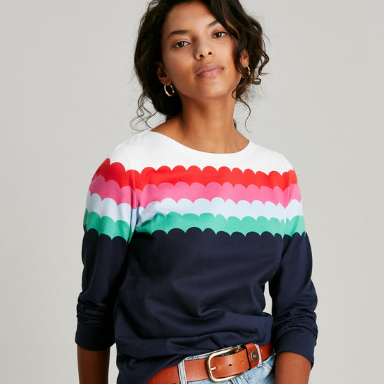 Womens Harbour Top Multi Scallop Stripe