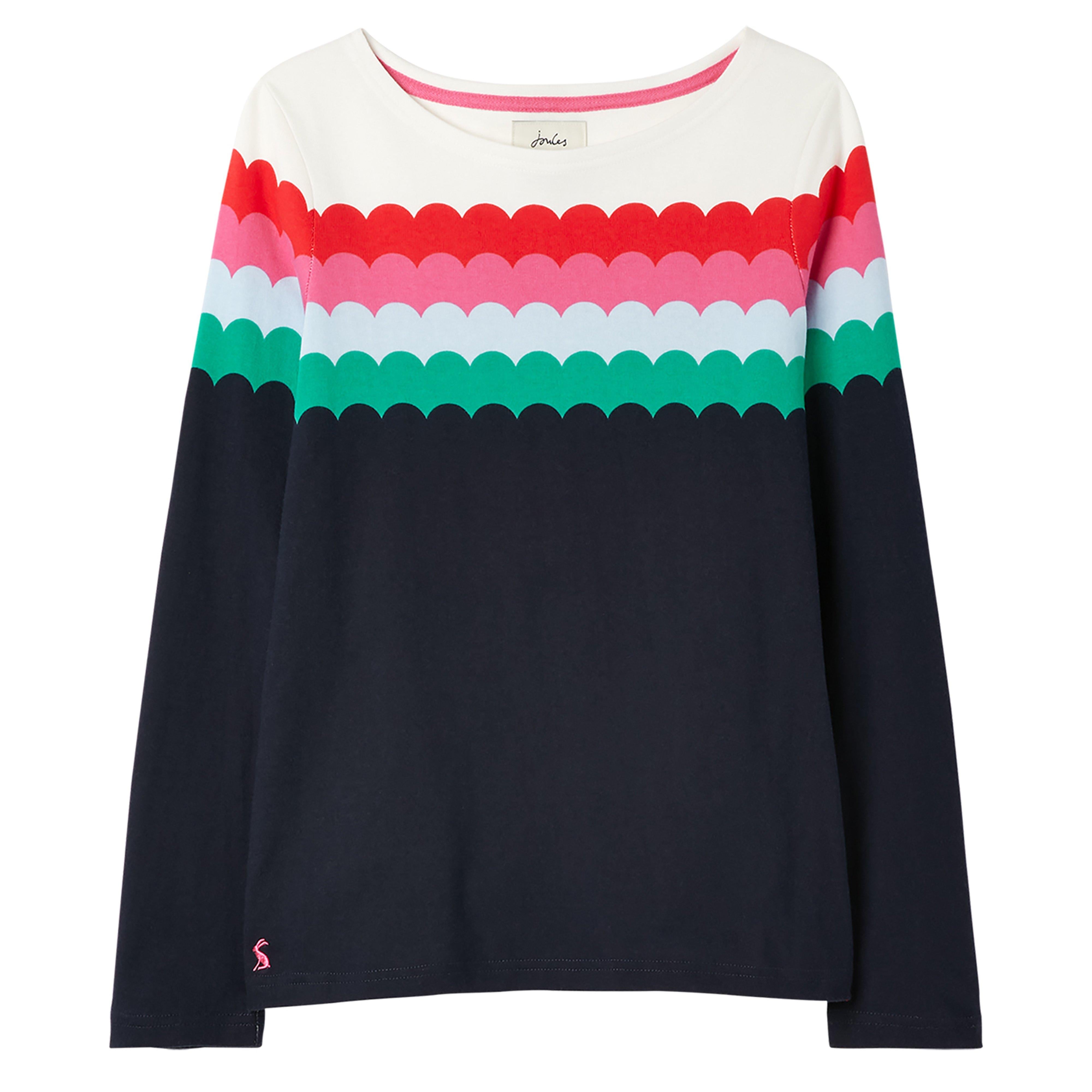 Womens Harbour Top Multi Scallop Stripe