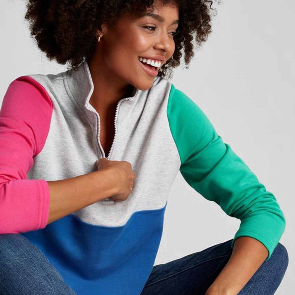 Womens Pip Half Zip Sweatshirt Grey Hotch Potch