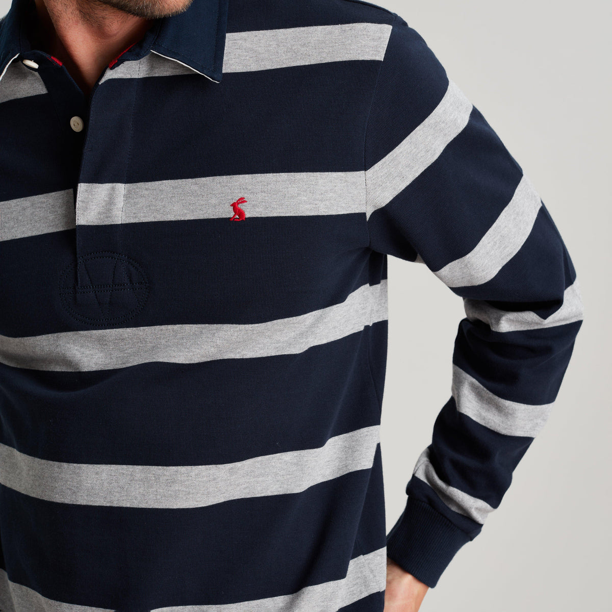 Mens Onside Sweater Grey Navy Stripe