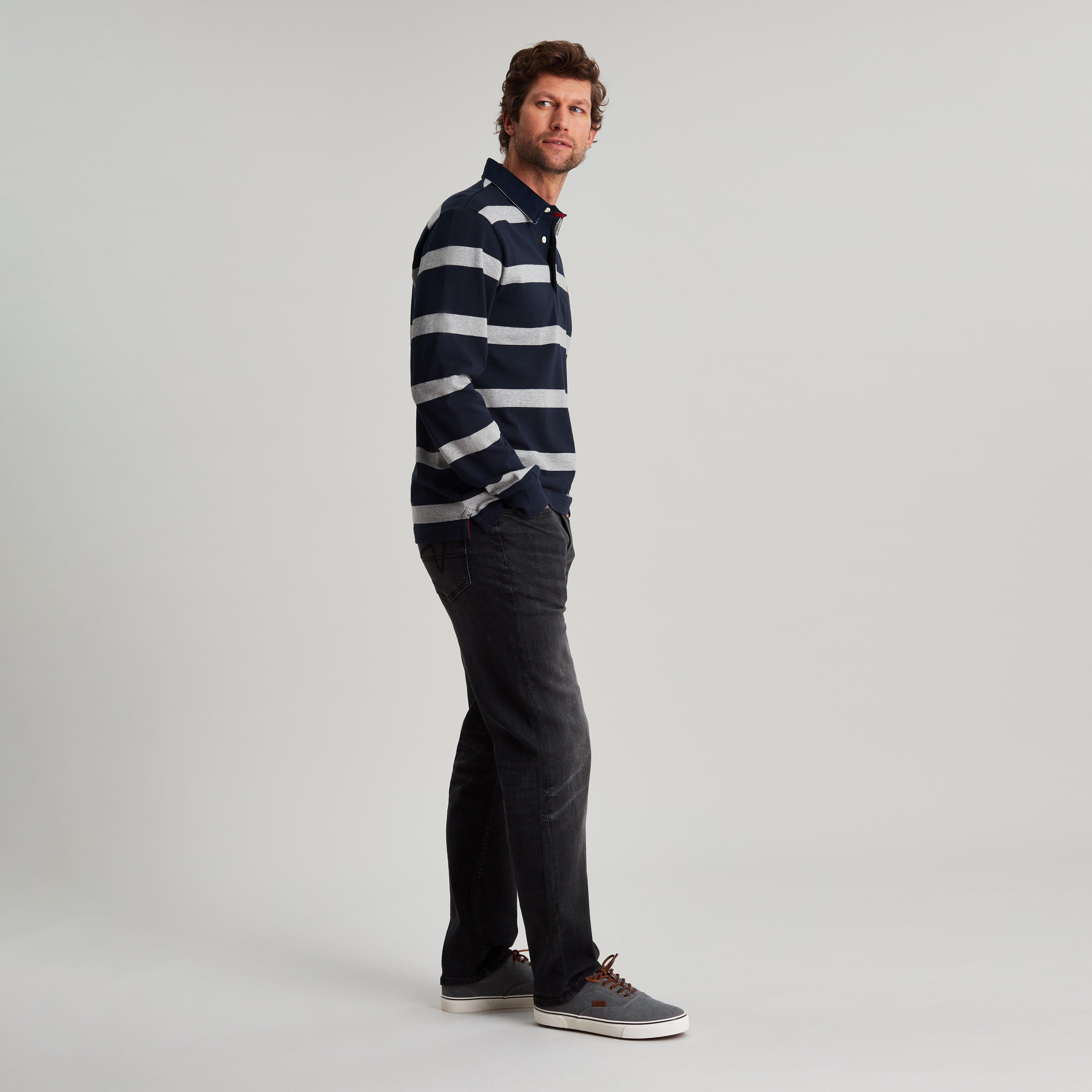 Mens Onside Sweater Grey Navy Stripe