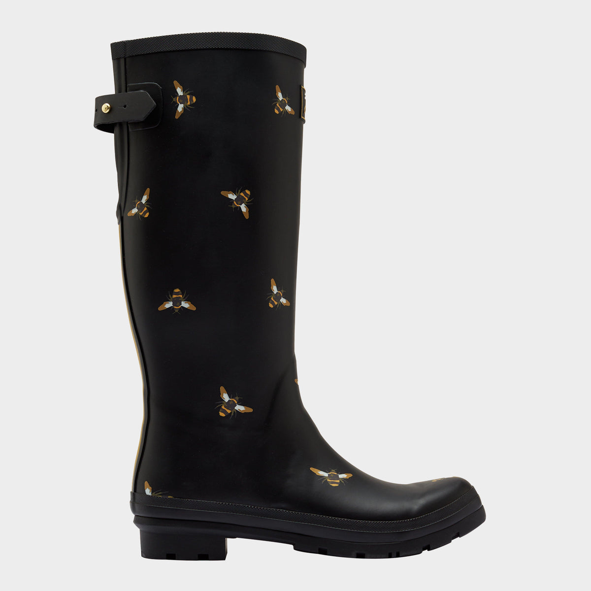Womens Welly Print Wellies Black Metallic Bees