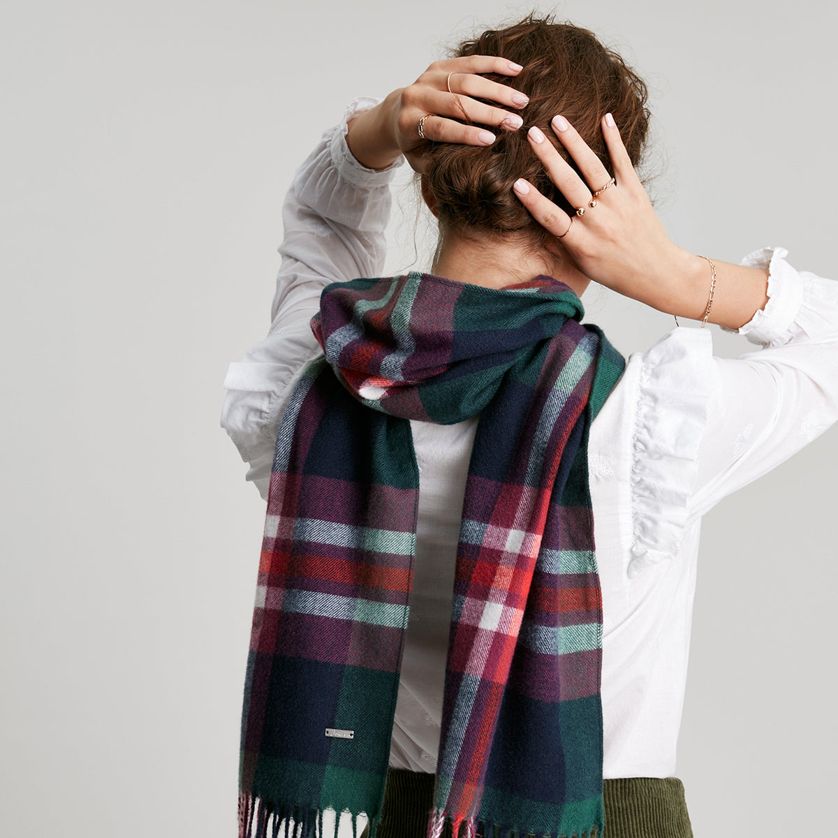 Womens Bracken Scarf Navy Pink Check