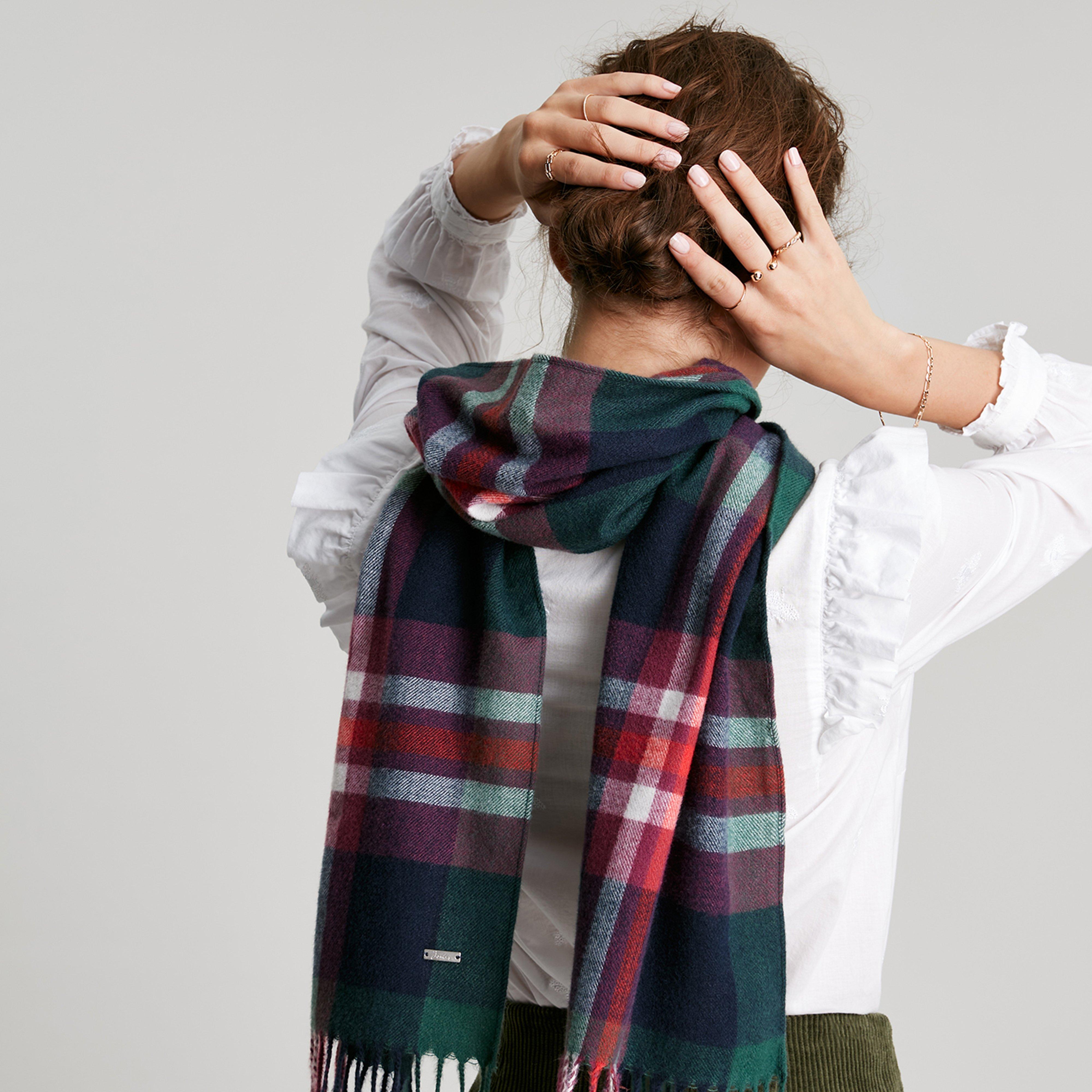 Womens Bracken Scarf Navy Pink Check