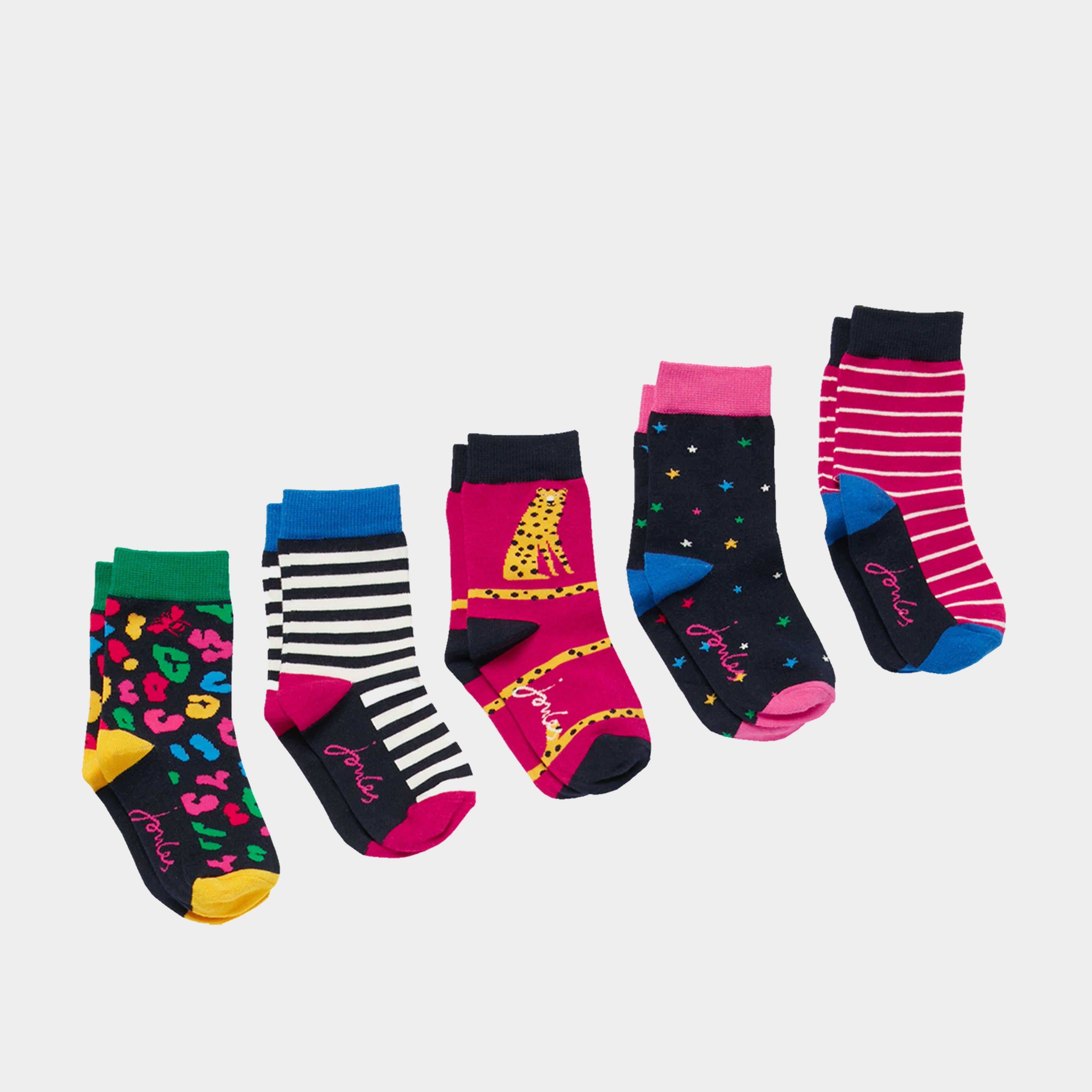 Kids' Brill Bamboo 5 Pack Socks Pink Leopard