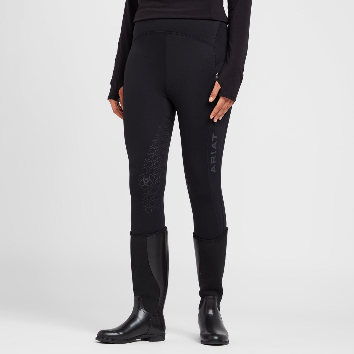 Womens Venture Thermal Half Grip Riding Tights Black
