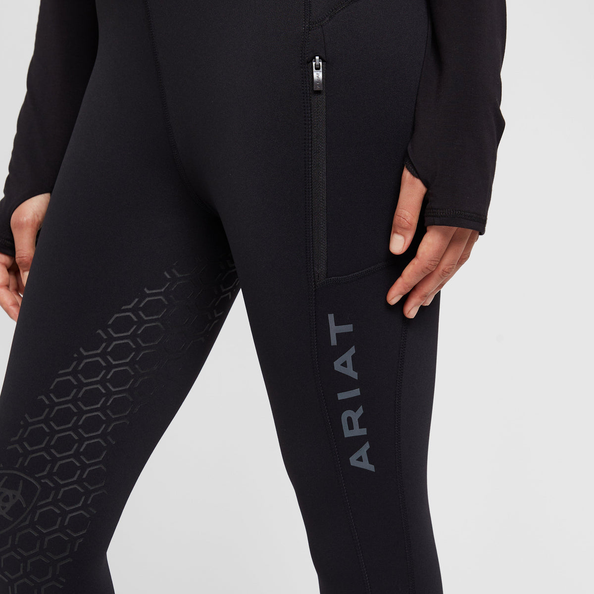 Womens Venture Thermal Half Grip Riding Tights Black