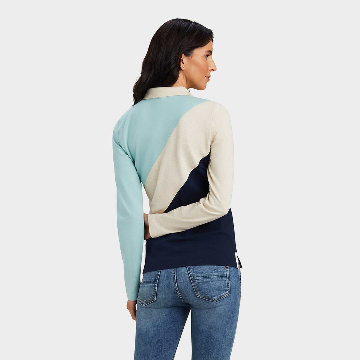 Womens Taryn Polo Blue Surf/Oatmeal/Navy