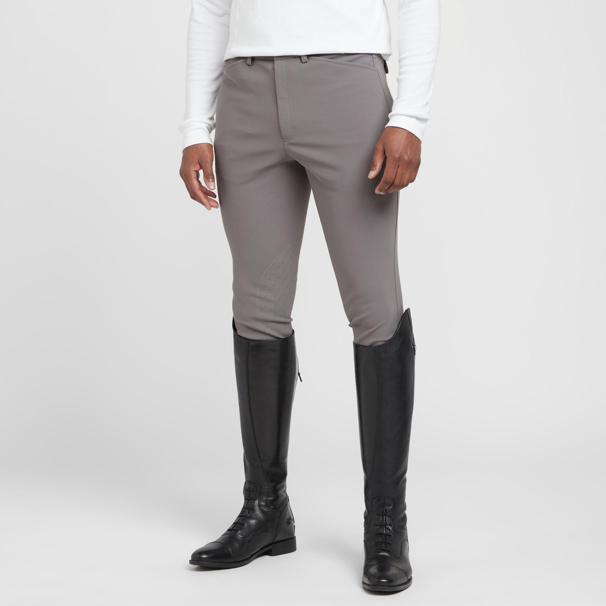 Mens Tri Factor Knee Patch Breeches Plum Grey
