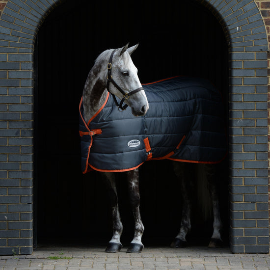 ComFiTec 210D Channel Quilt Medium Weight Standard Neck Stable Rug Gunmetal/Coral