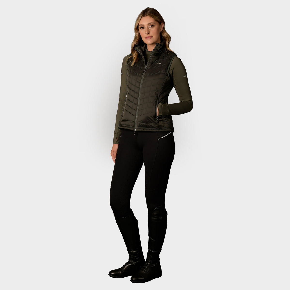 Womens Gia Puffer Vest Olive