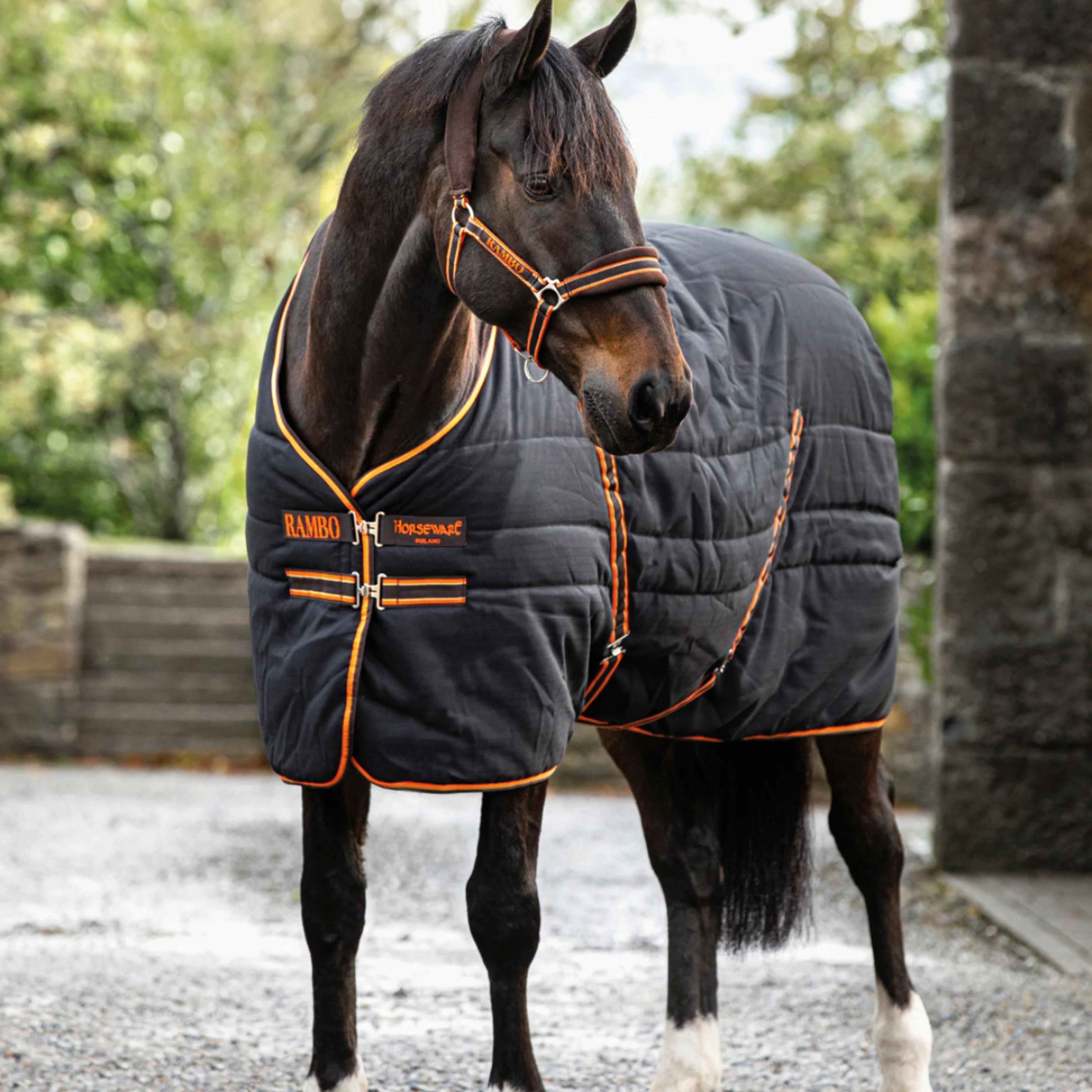 200g Medium Weight Standard Neck Stable Rug Black/Orange