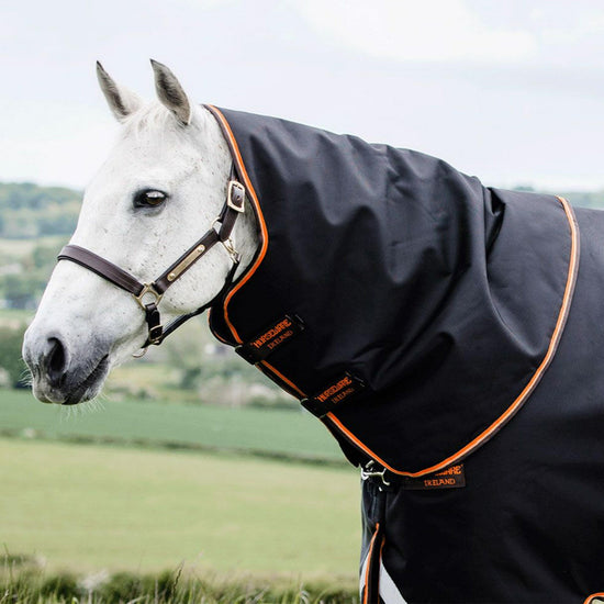 Rambo® Supreme 200g Medium Weight Detach-A-Neck Turnout Rug Black/Orange