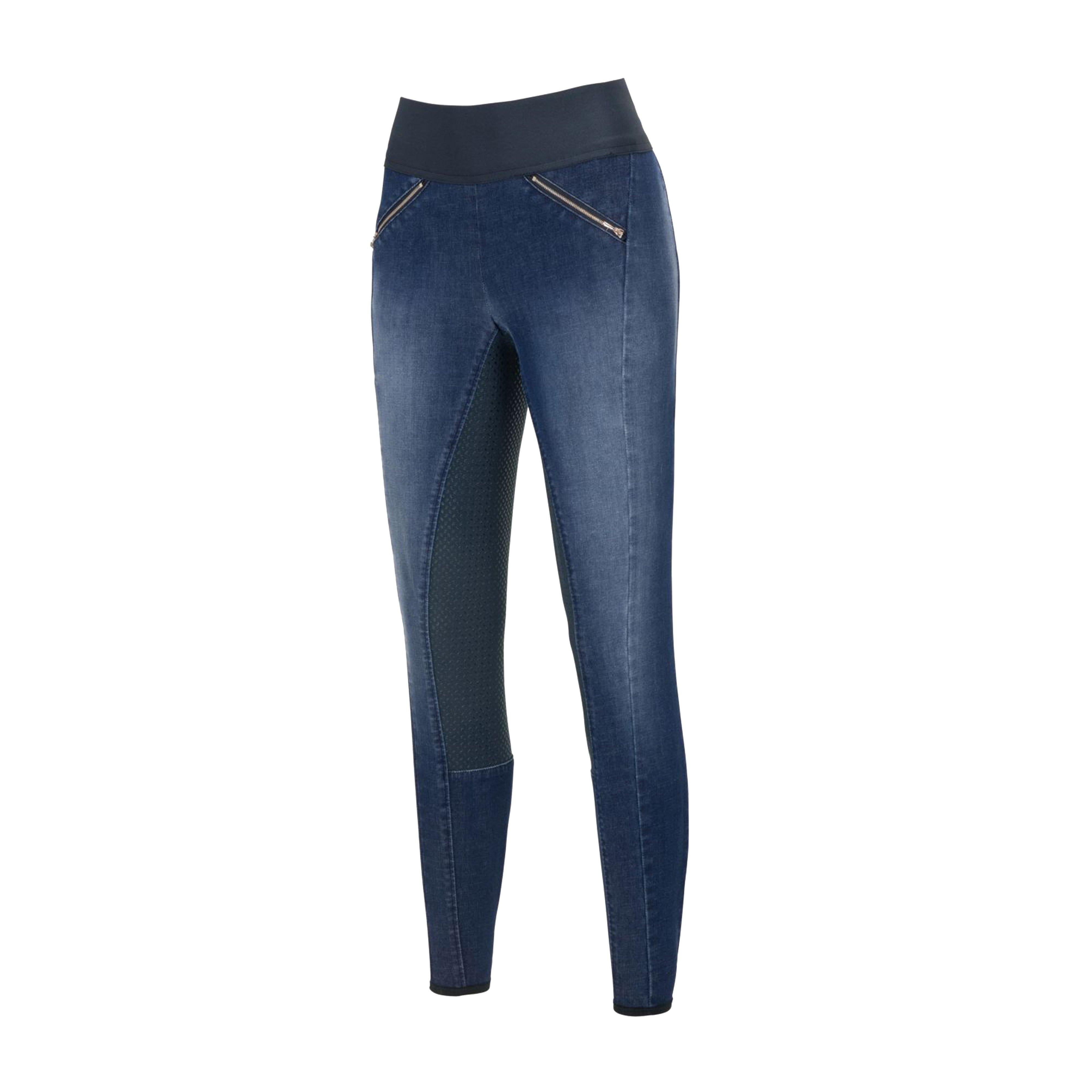 Womens Rosa Full Seat Grip Jean Breeches Denim Blue
