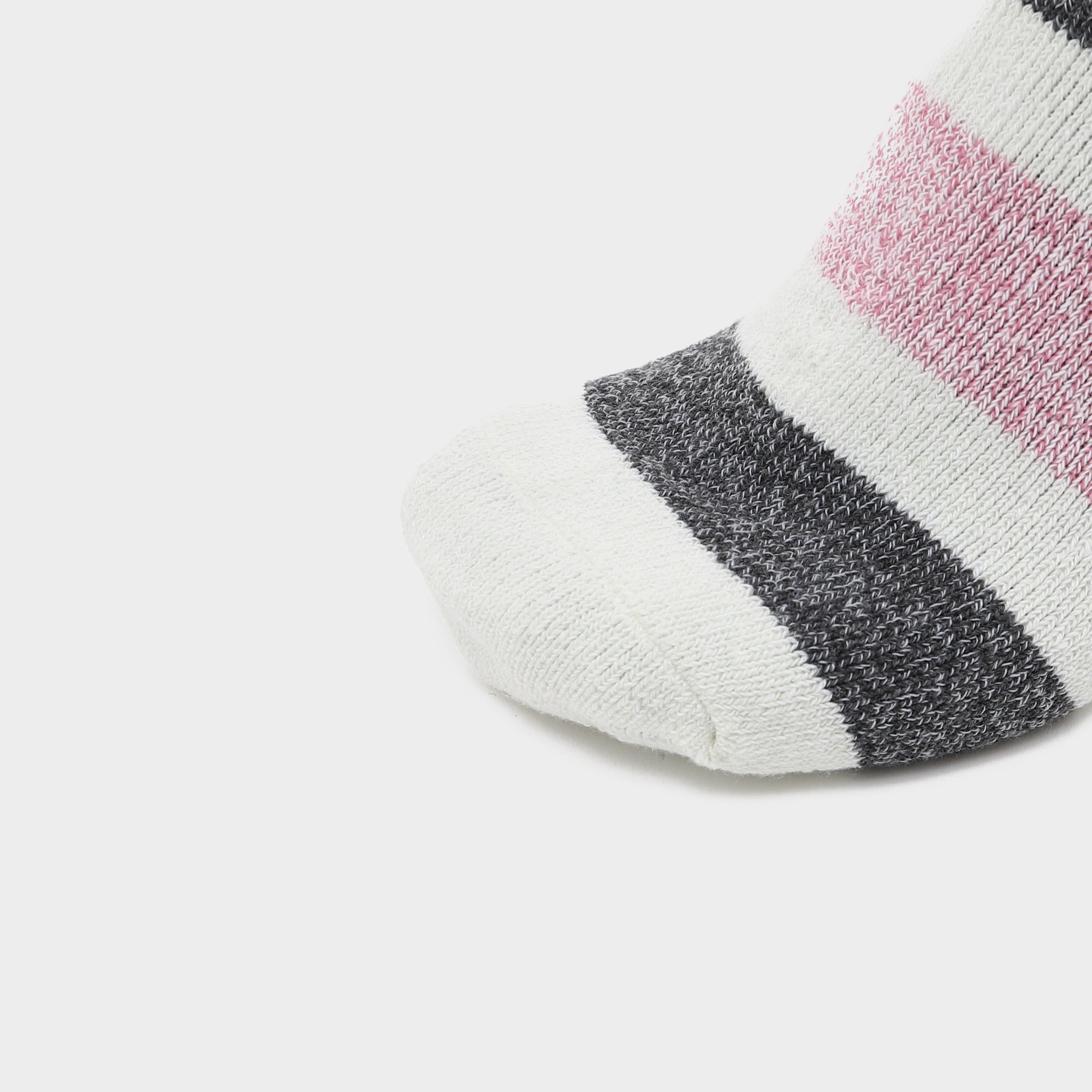 Womens Stripe Socks 3 Pack Pink/Grey