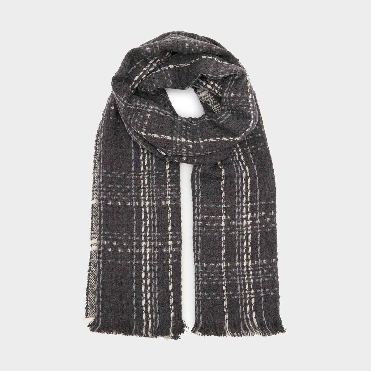 Womens Woven Scarf Black Chequered