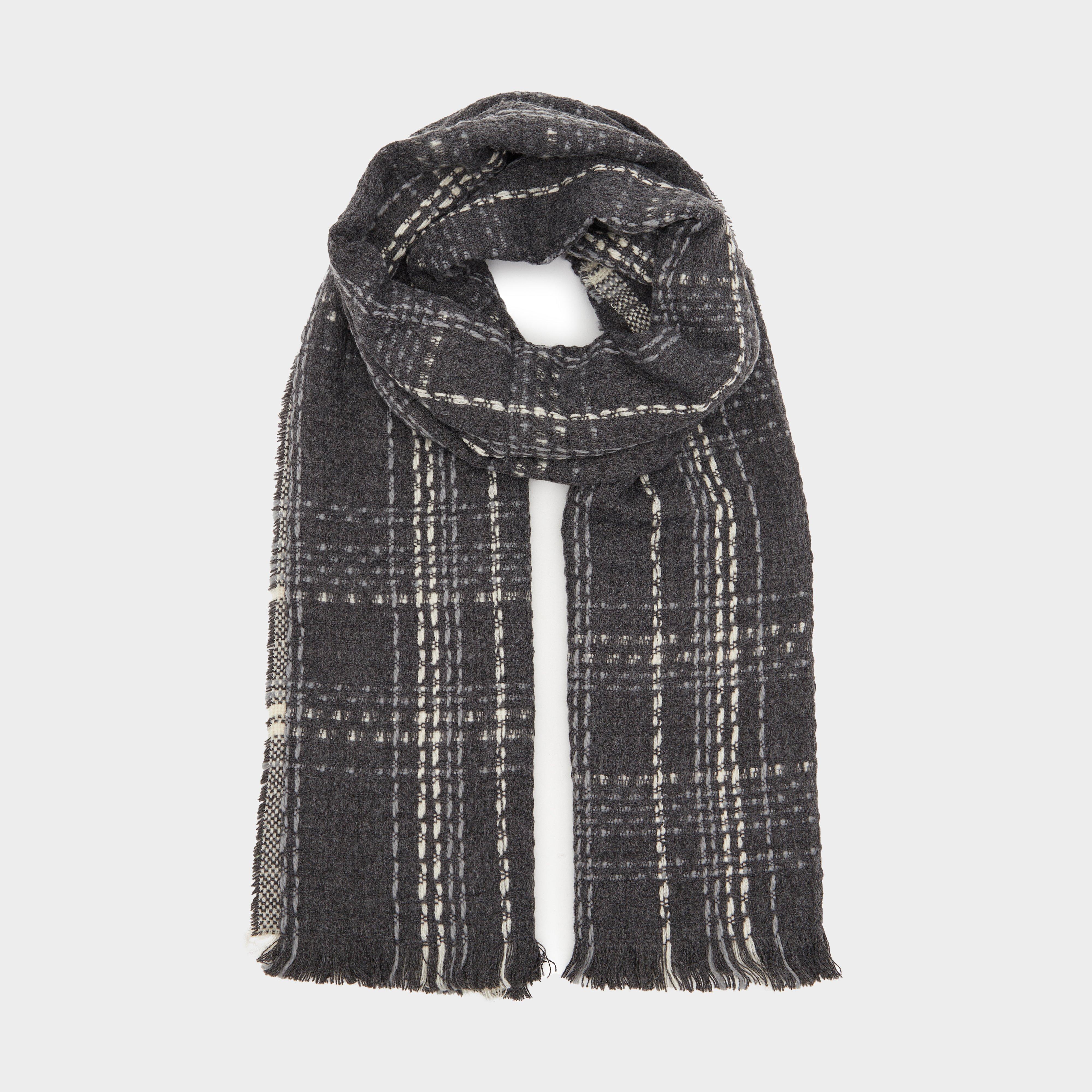 Womens Woven Scarf Black Chequered
