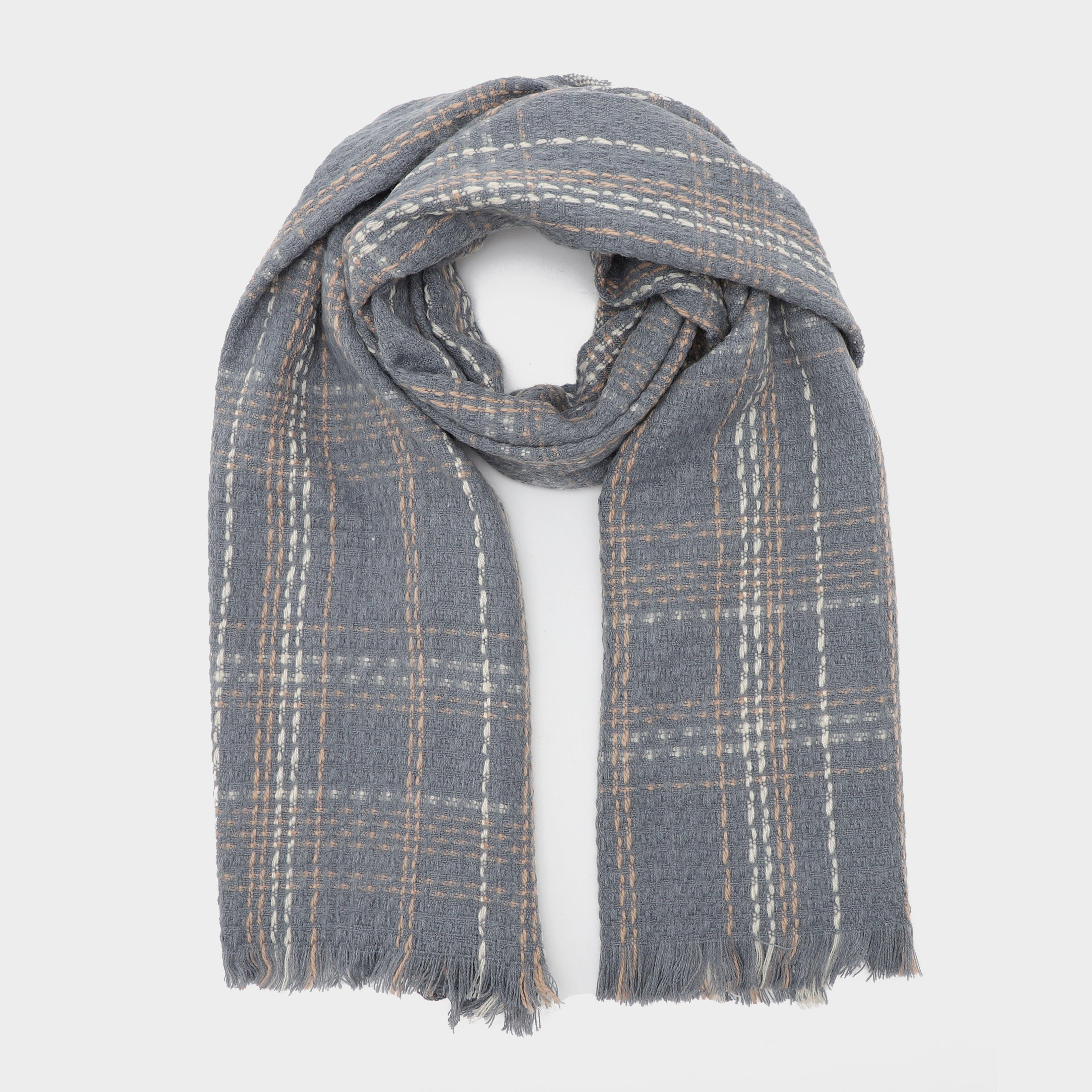 Womens Woven Scarf Grey Chequered