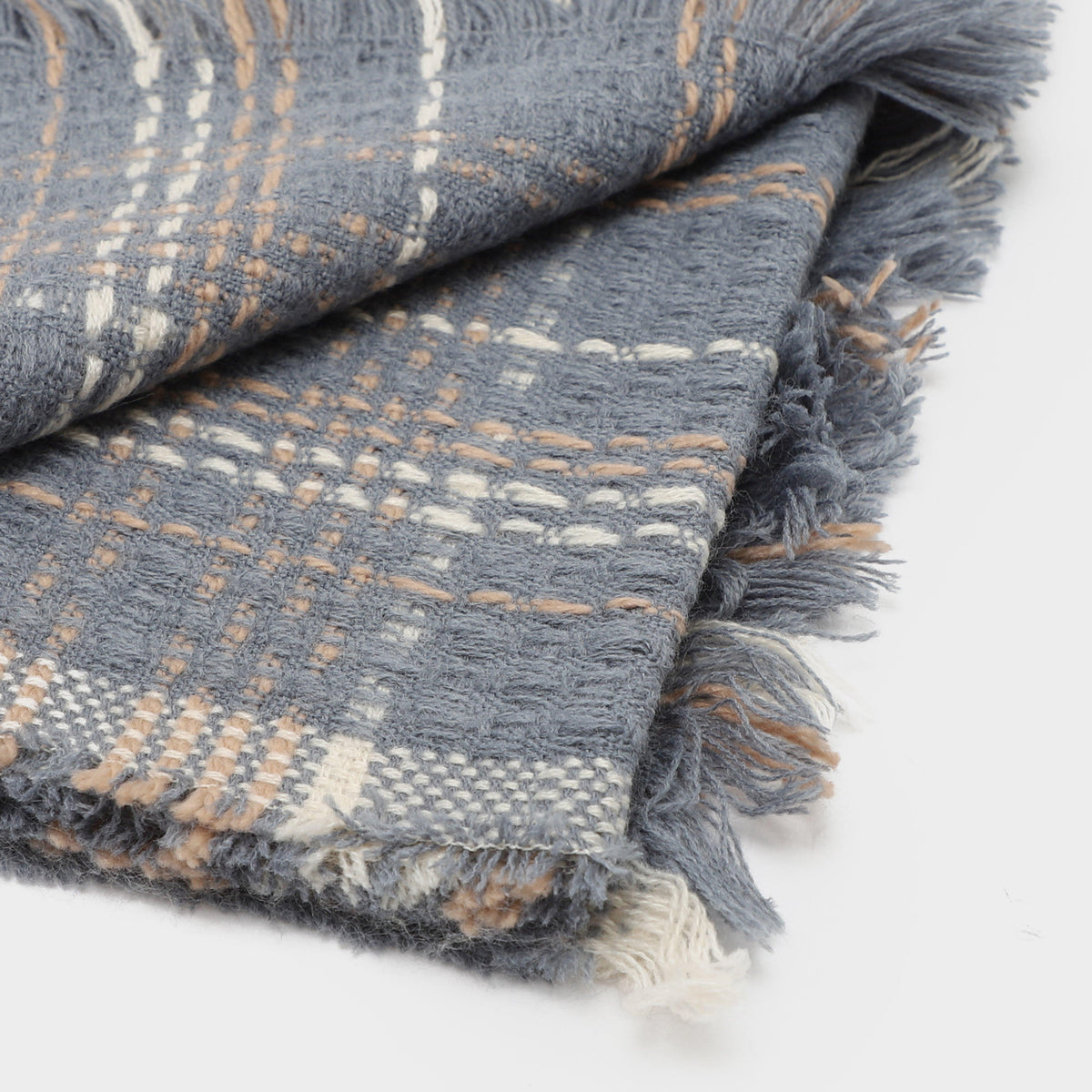 Womens Woven Scarf Grey Chequered