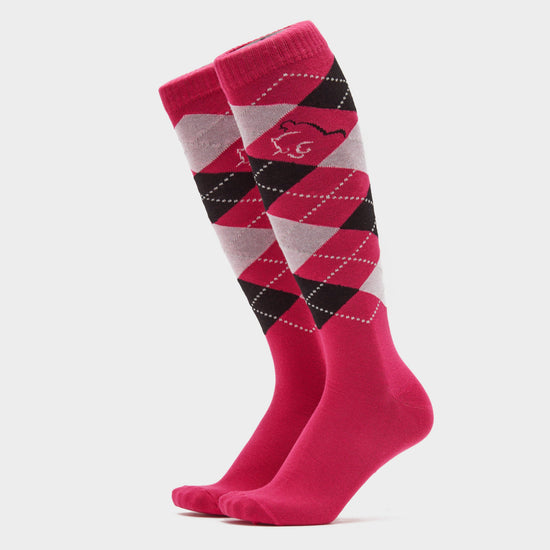 Adults Argyle Cotton Socks Pink