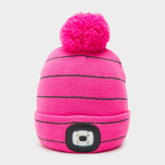 Kids Vision Stripe LED Pom Hat Pink