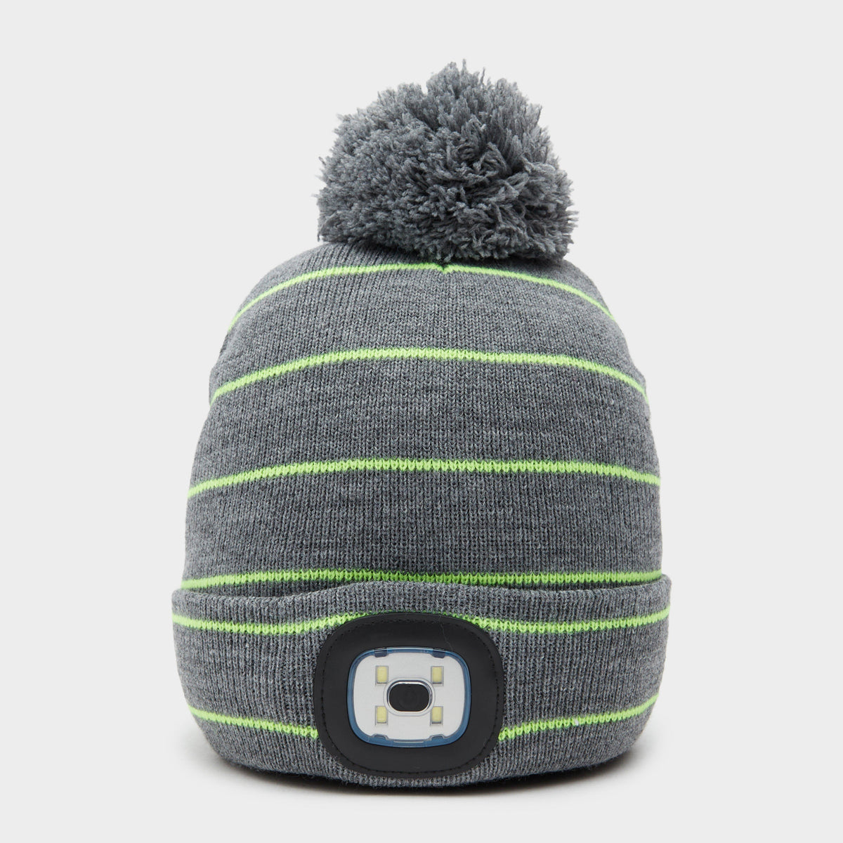 Kids Vision Stripe LED Pom Hat Grey