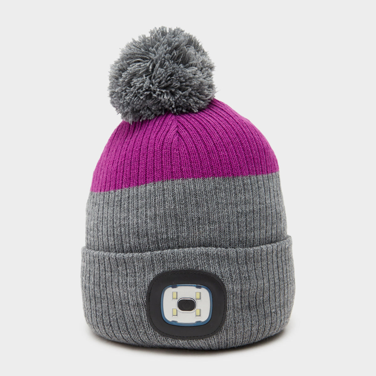Womens Waterproof LED Pom Hat Grey/Purple