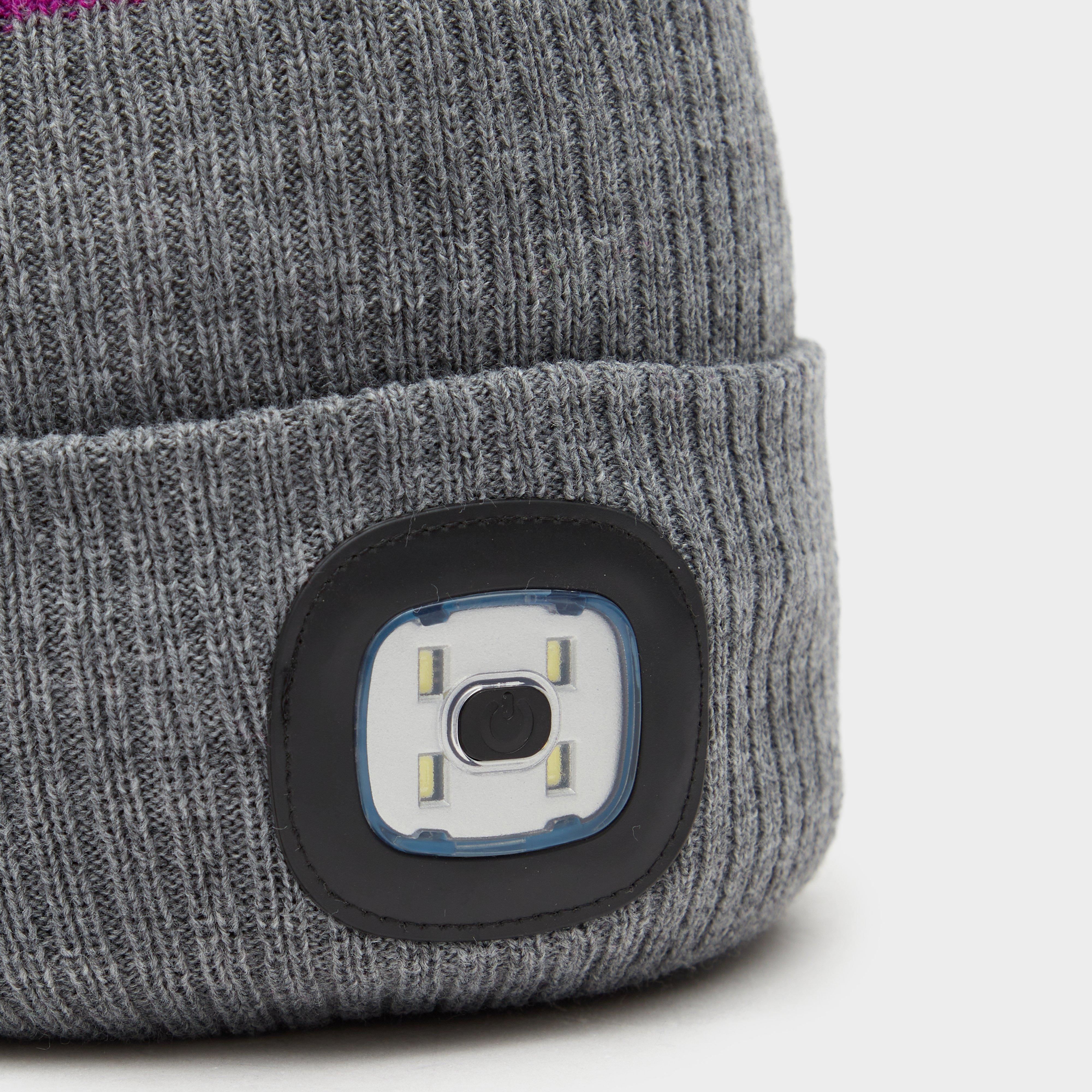 Womens Waterproof LED Pom Hat Grey/Purple