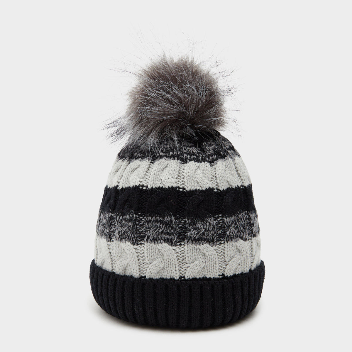 Womens Waterproof Knit Pom Pom Hat Black/White