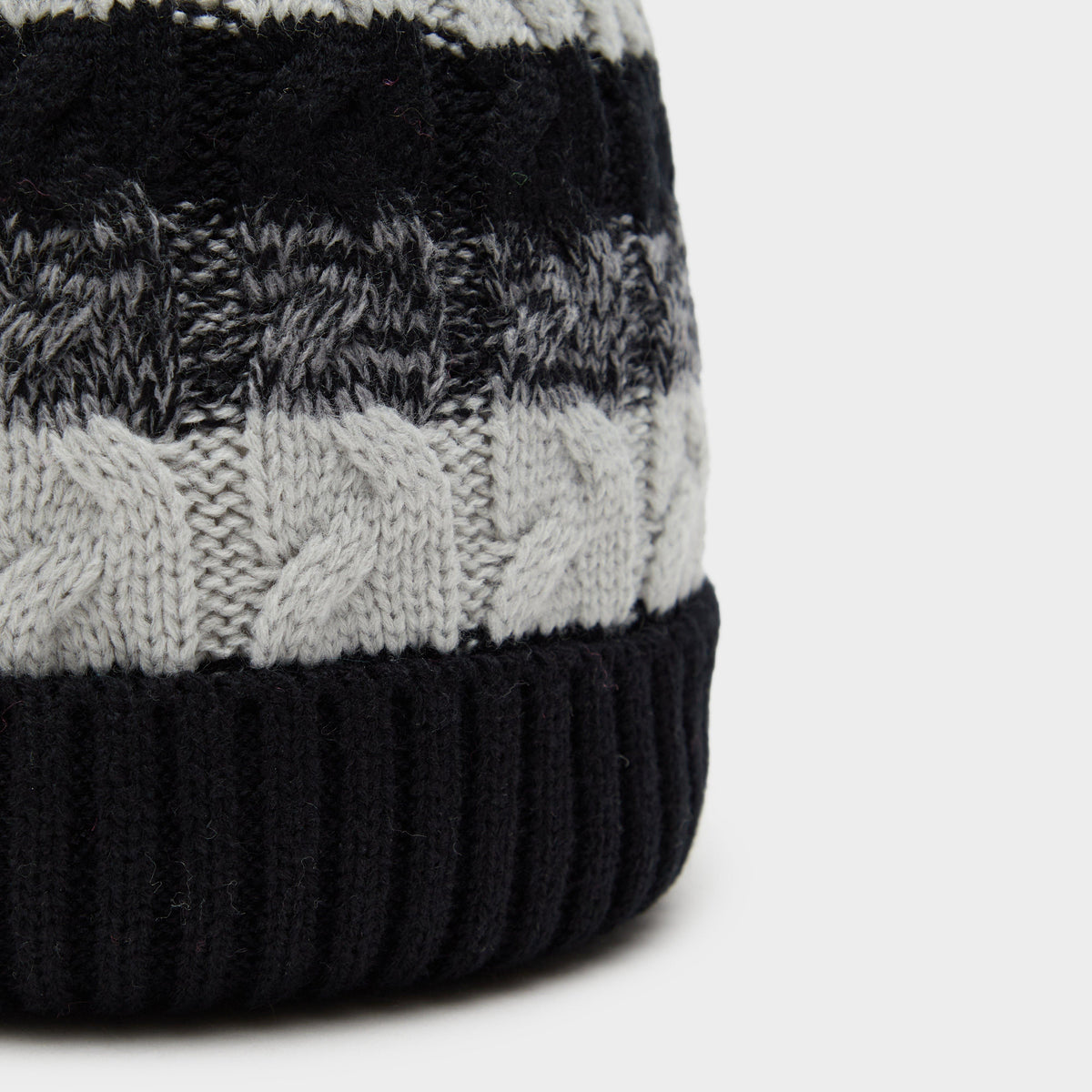 Womens Waterproof Knit Pom Pom Hat Black/White