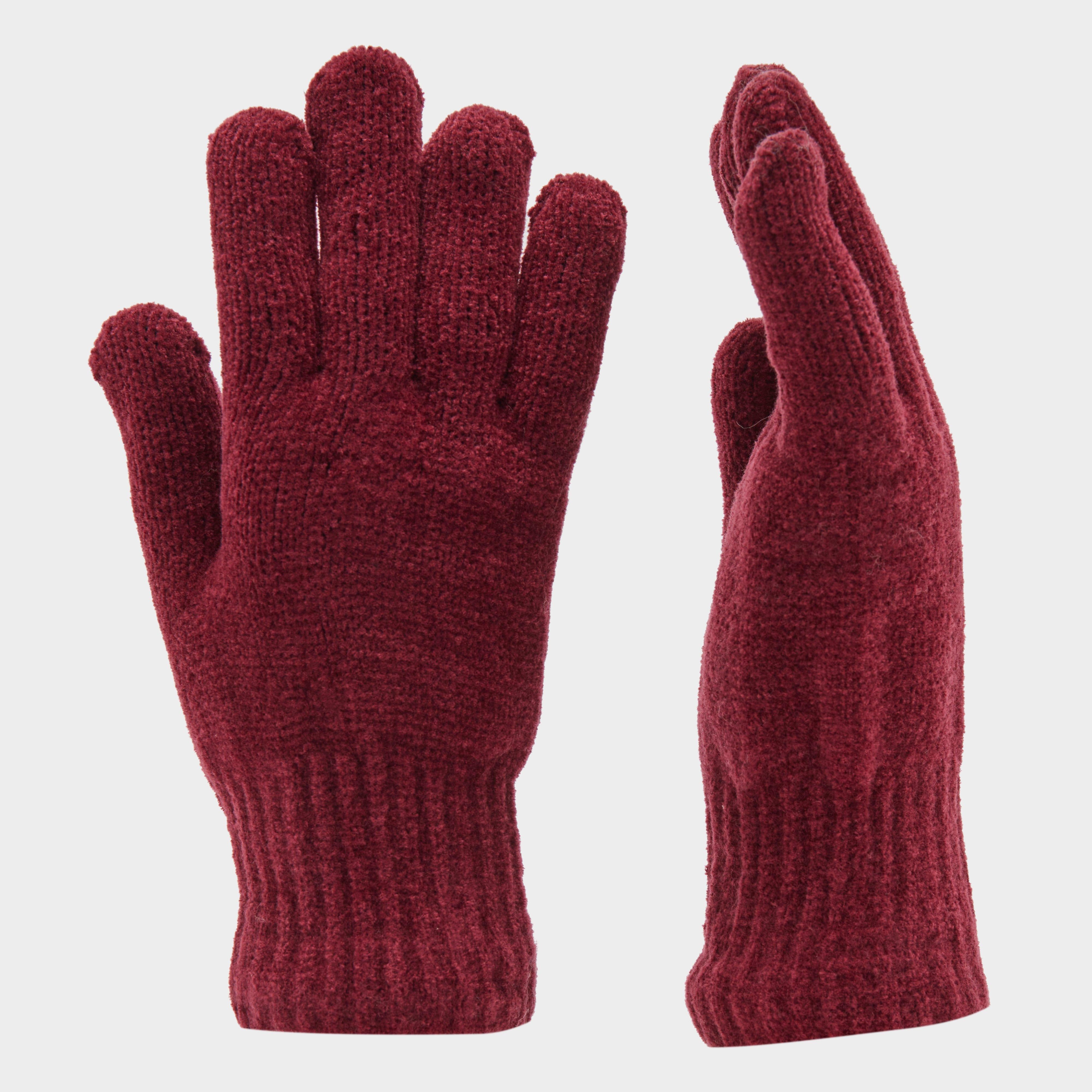 Womens Chenille Gloves Burgundy