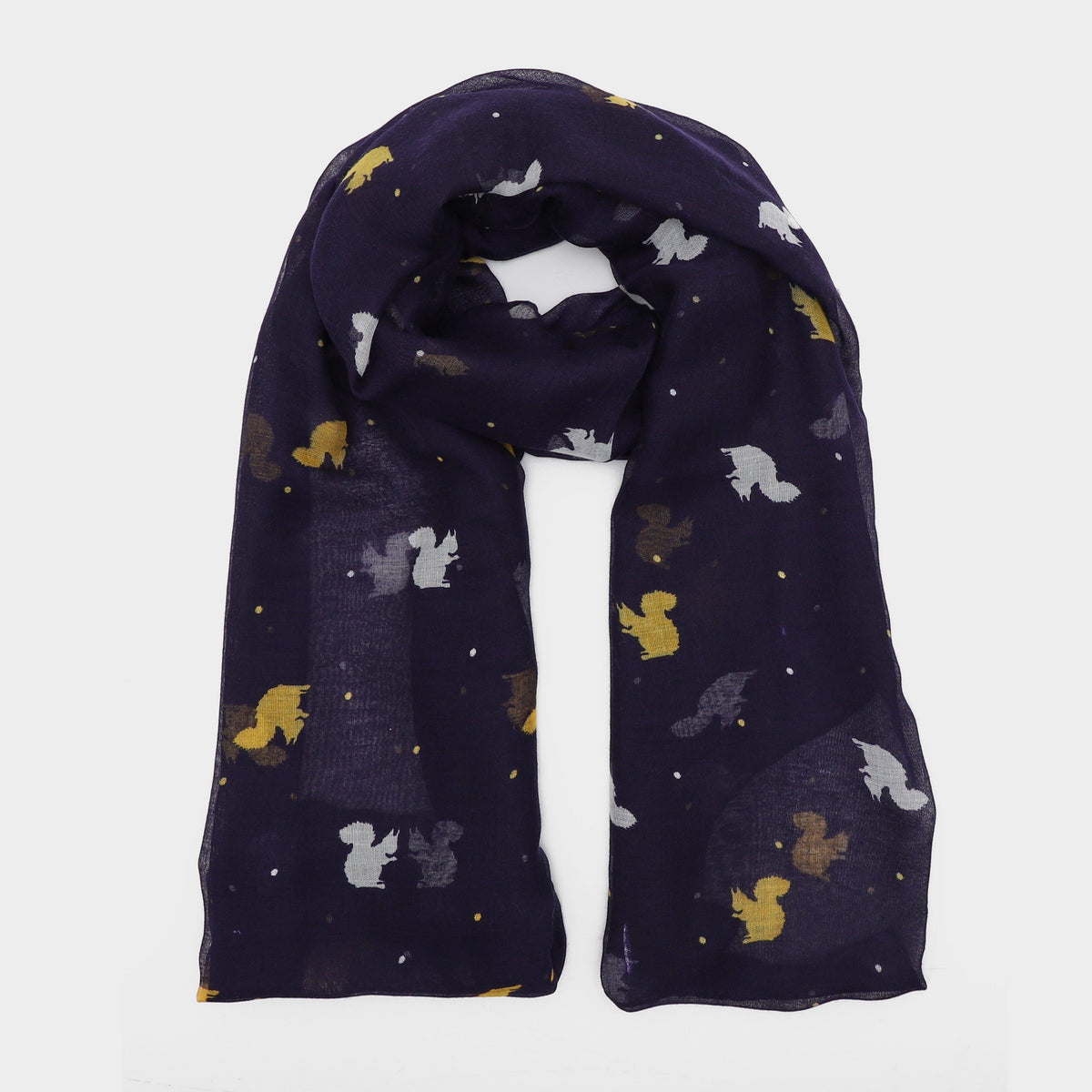 Womens Blaze Viscose Scarf Navy Squirrels