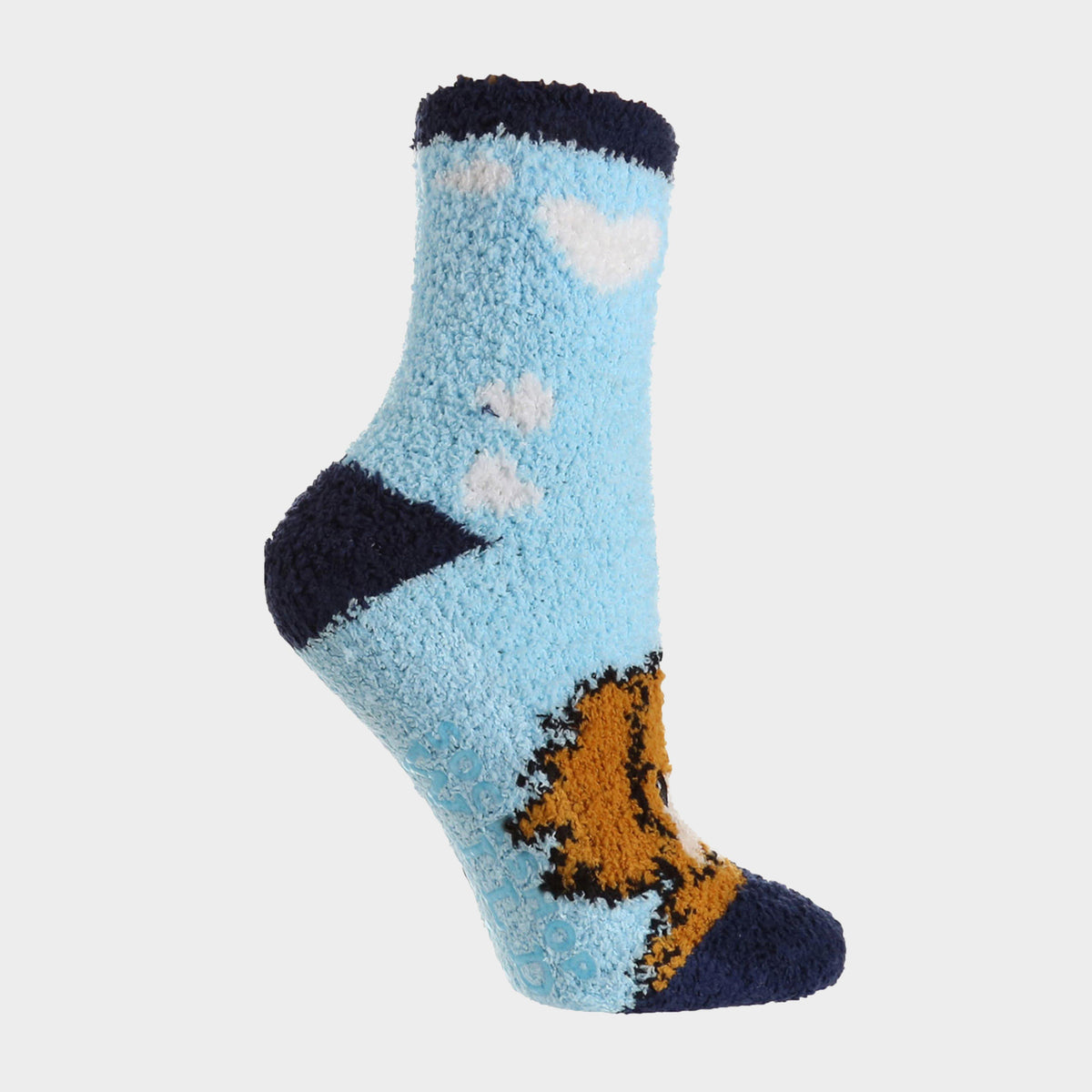 Womens Fluffy Hanging Socks Blue Dog