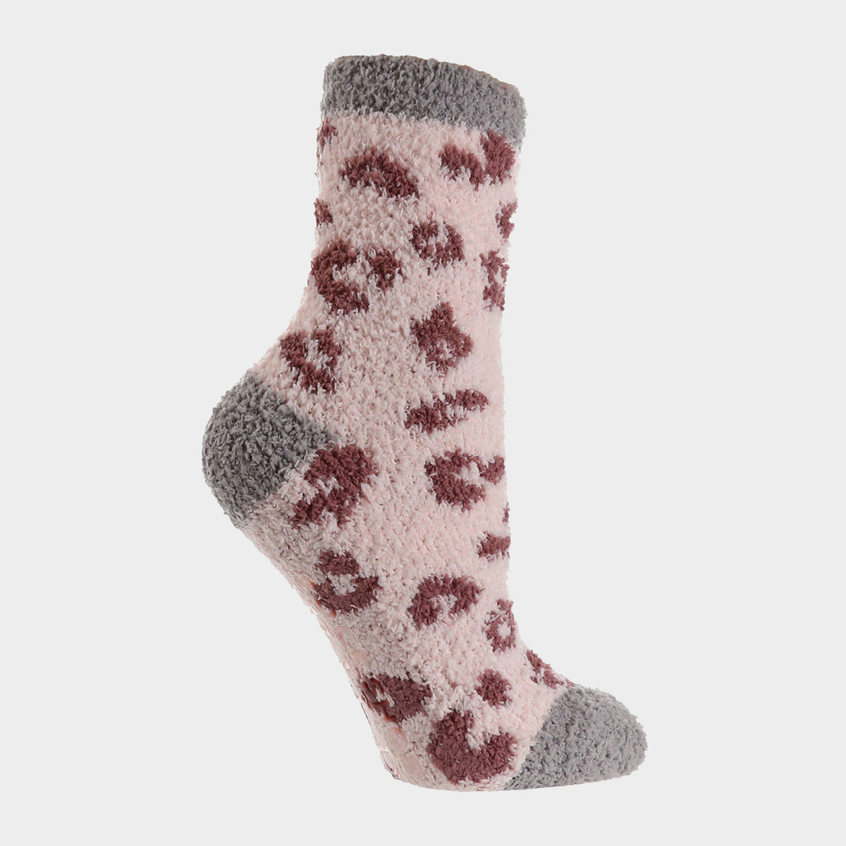 Womens Fluffy Hanging Socks Pink Leopard Print
