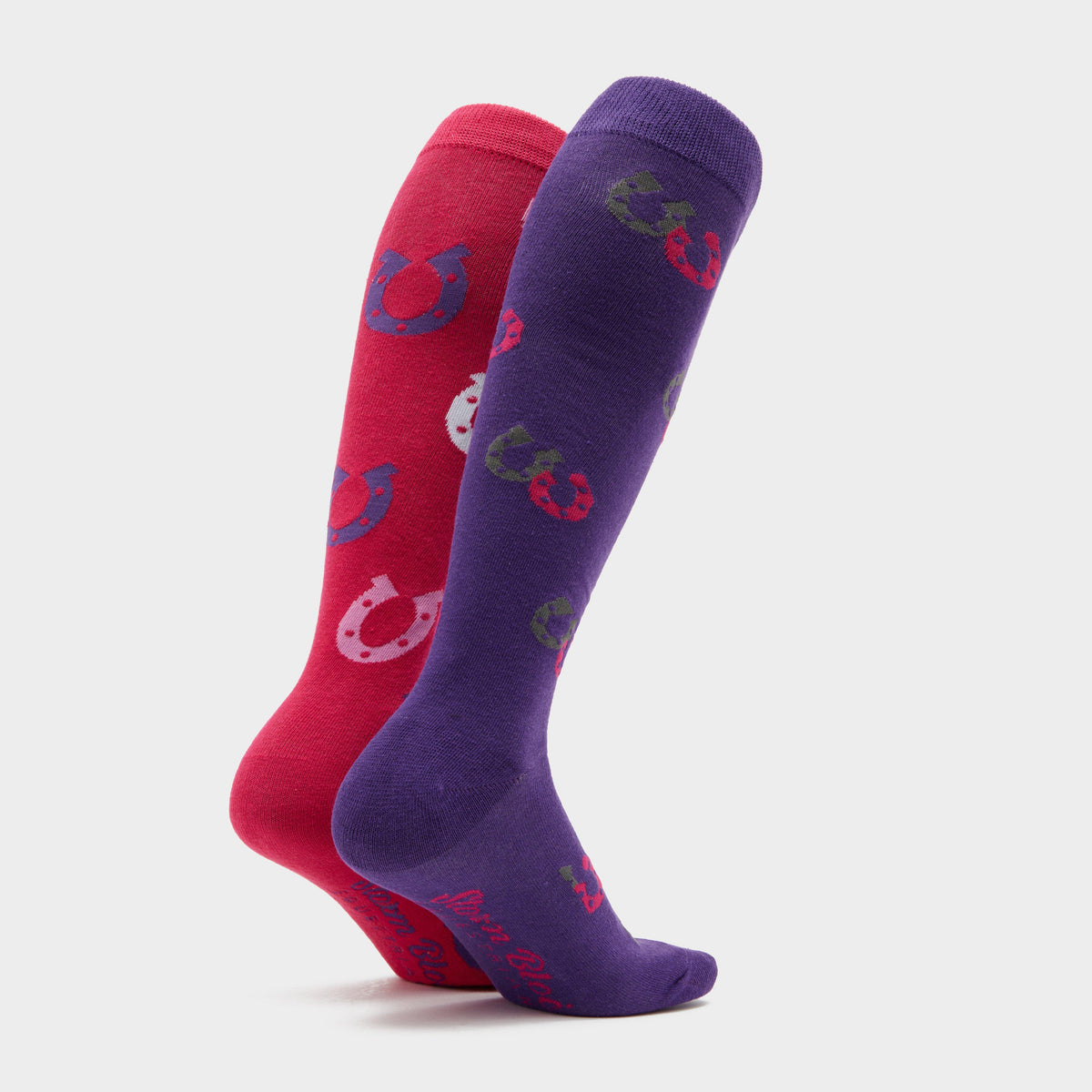 Womens Horseshoe 2 Pack Socks Raspberry/Purple