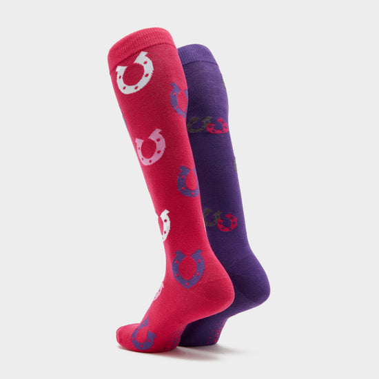 Womens Horseshoe 2 Pack Socks Raspberry/Purple