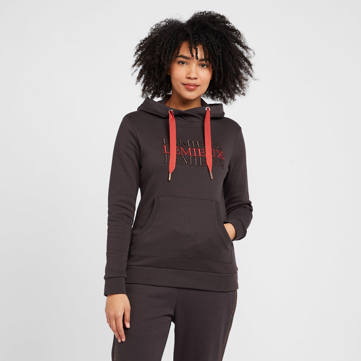 Womens Cross Over Hoodie Liquourice