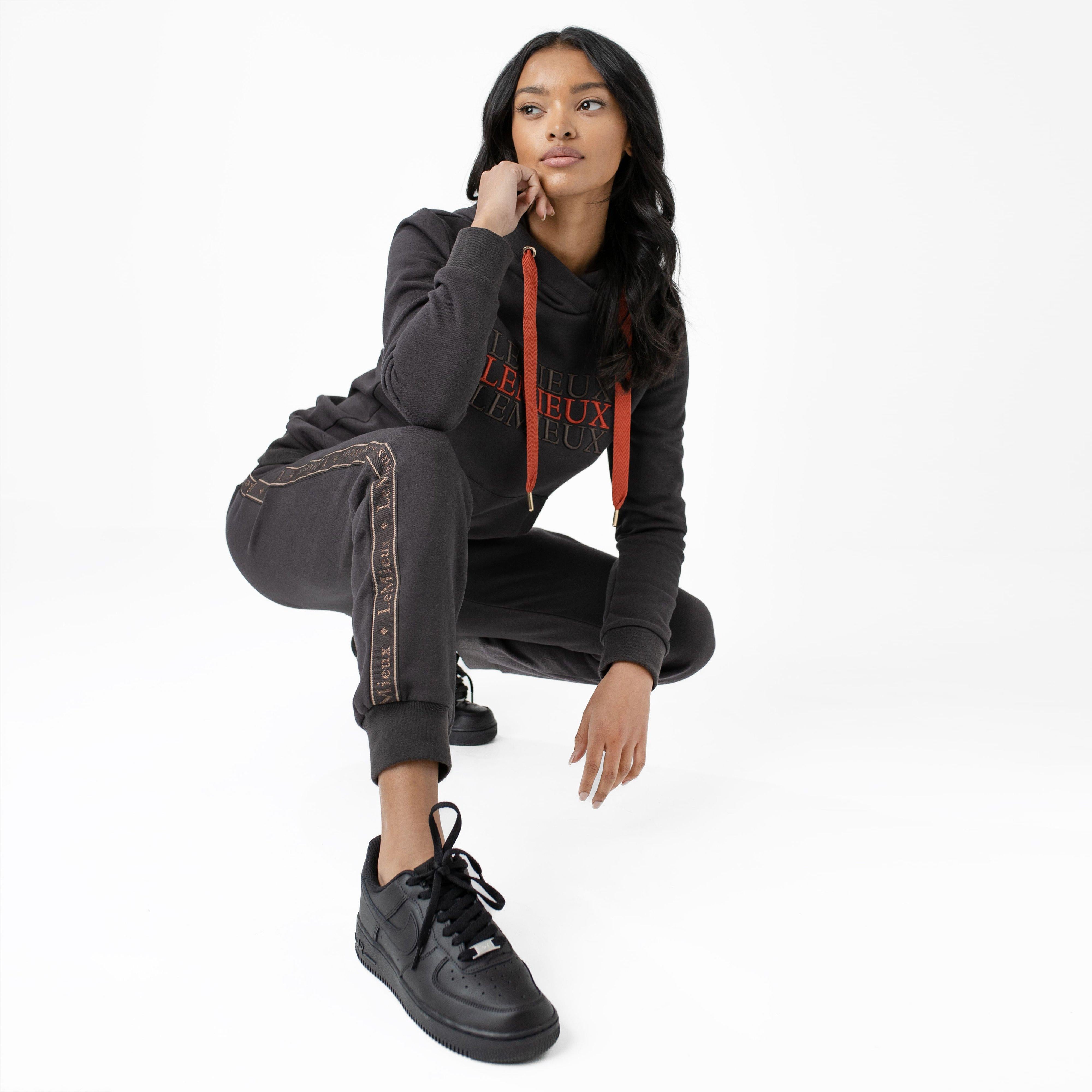 Womens Cross Over Hoodie Liquourice