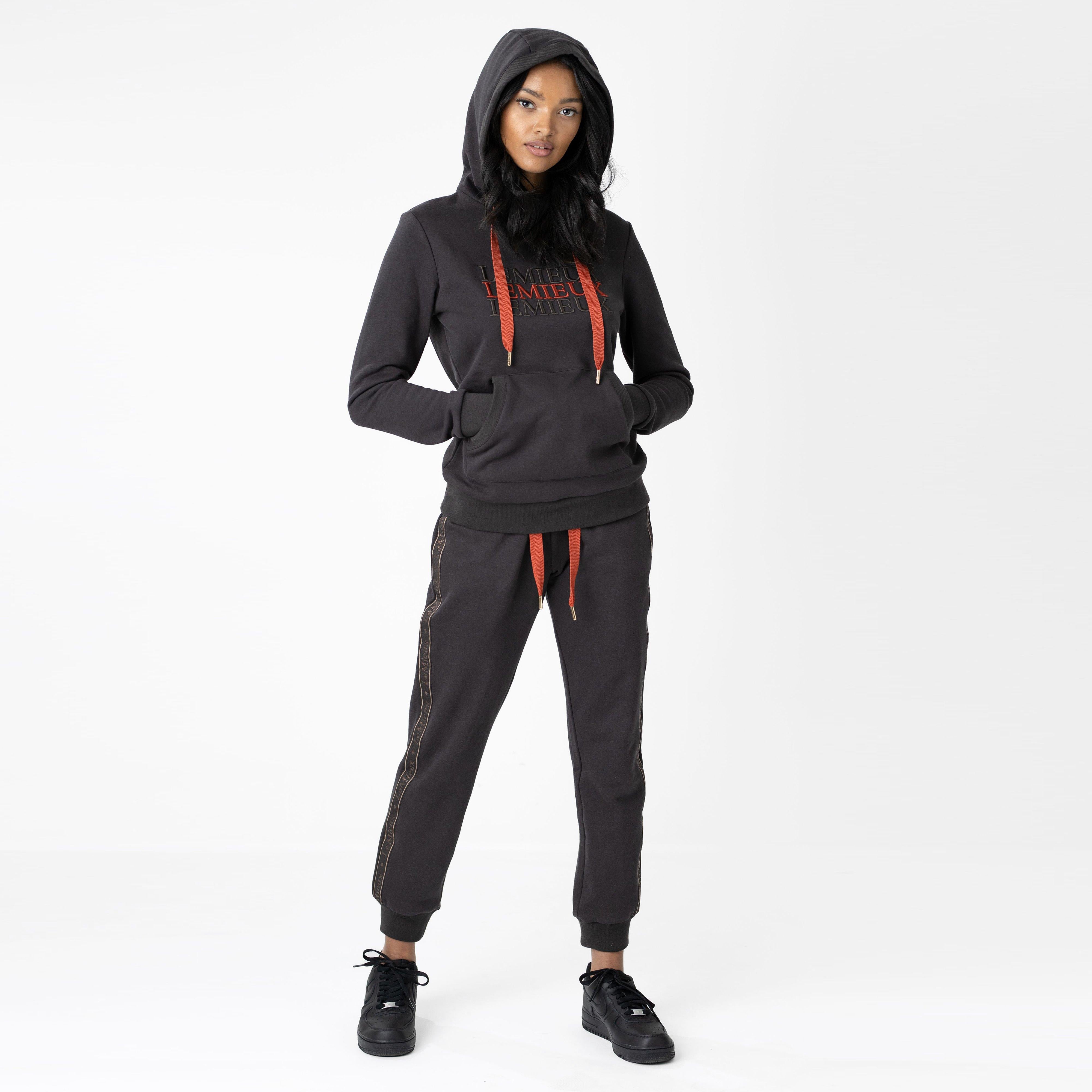 Womens Cross Over Hoodie Liquourice