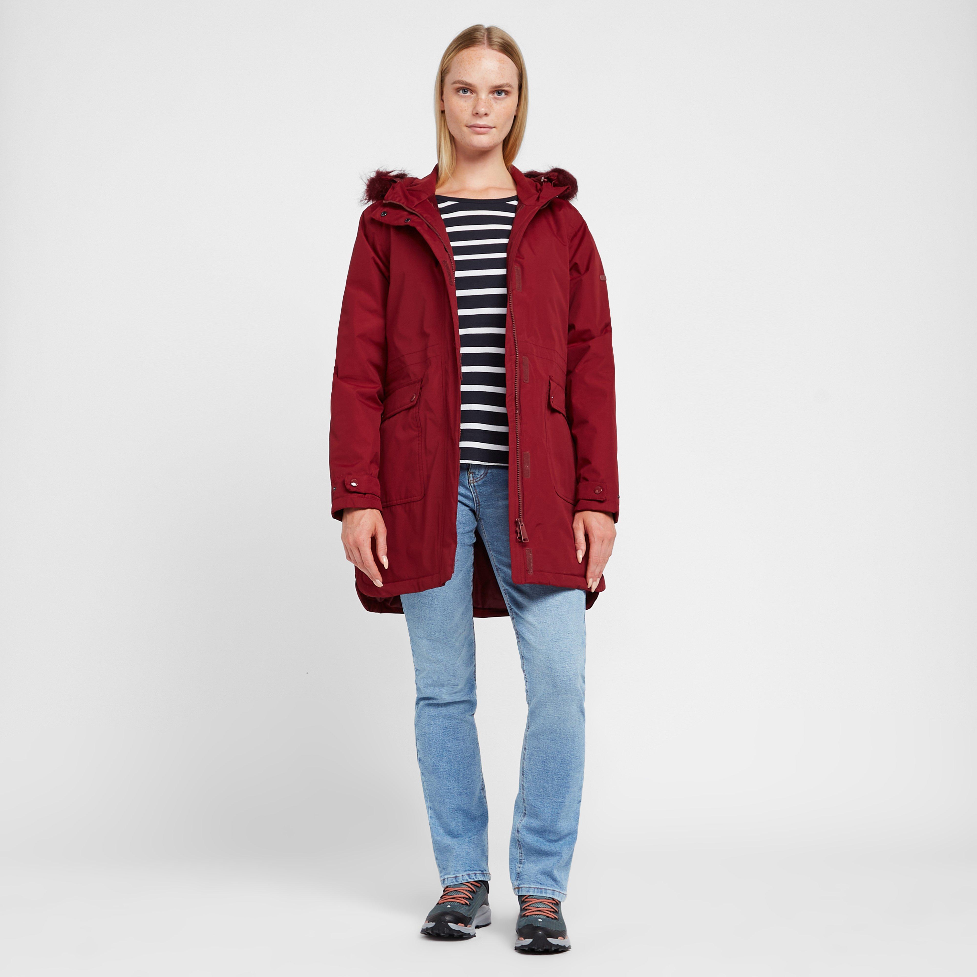 Womens Sabinka Fur Trim Parka Jacket Red