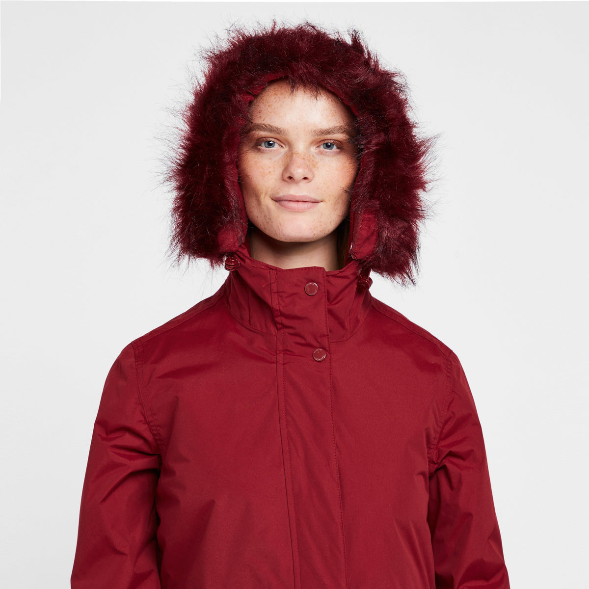 Womens Sabinka Fur Trim Parka Jacket Red
