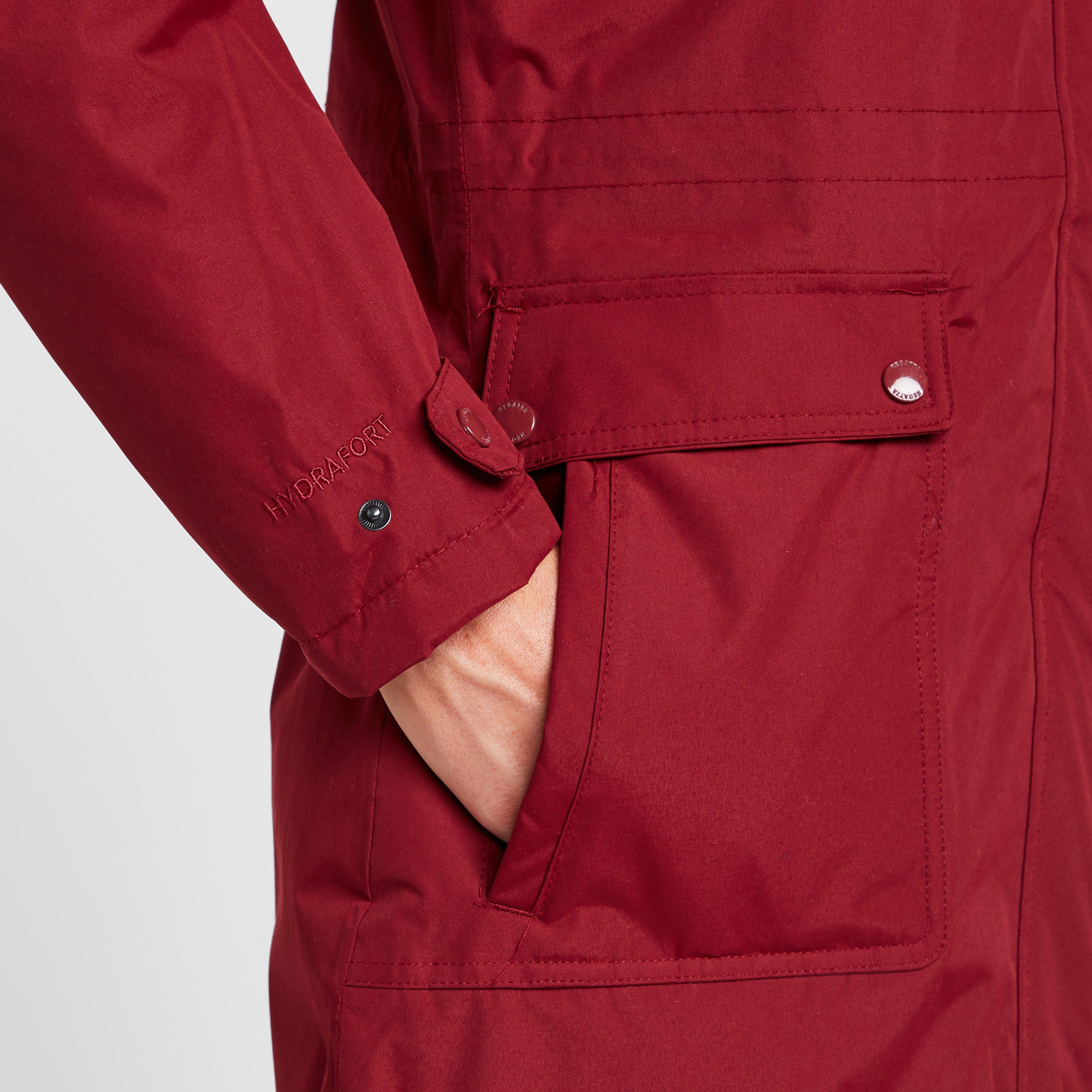 Womens Sabinka Fur Trim Parka Jacket Red