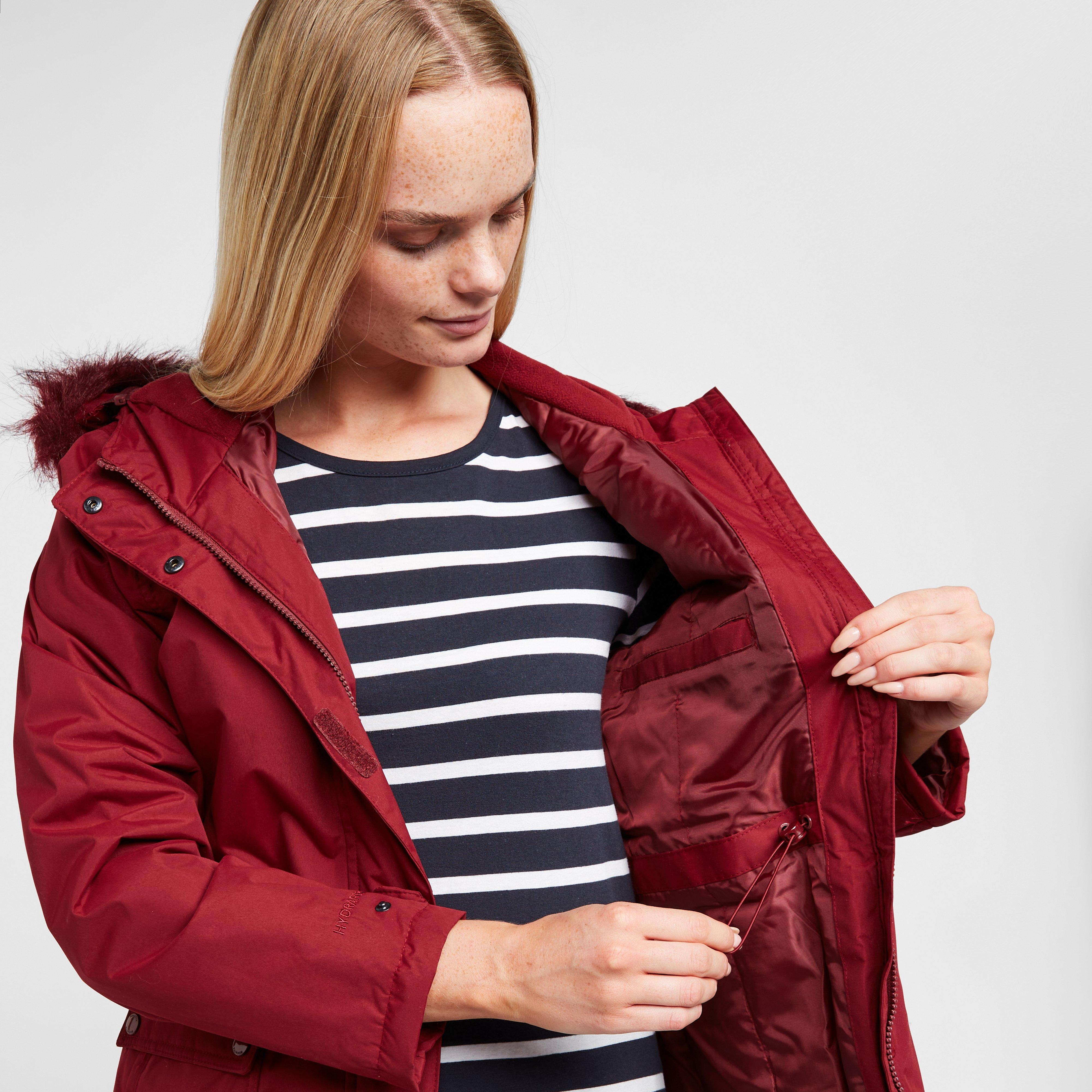 Womens Sabinka Fur Trim Parka Jacket Red