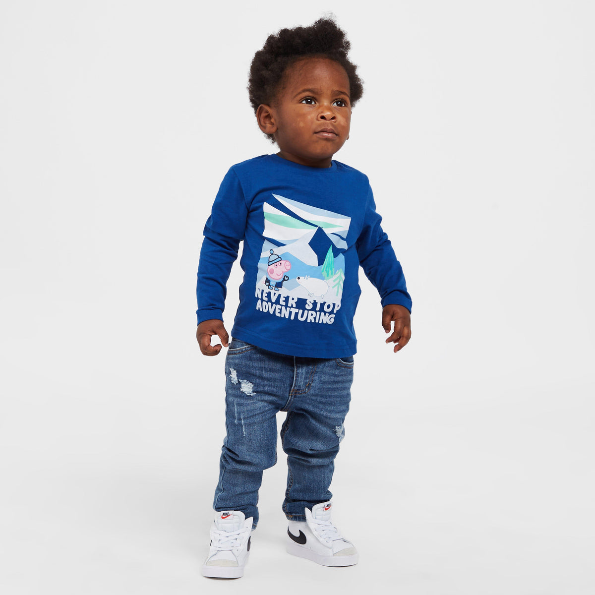 Kids Peppa Pig Long Sleeved Graphic T-Shirt Blue